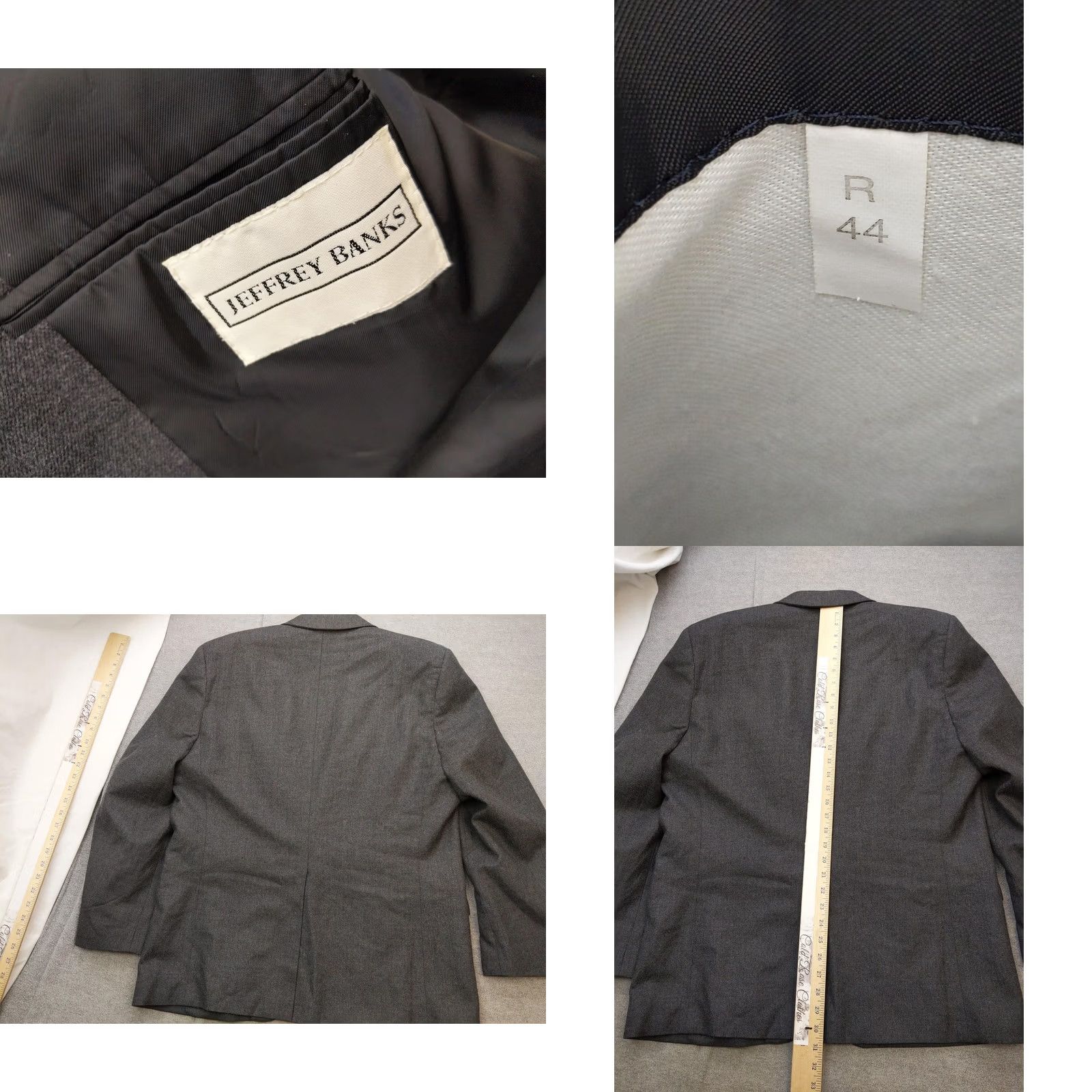 Vintage Jeffrey Banks Blazer Mens 44R Gray 100% Wool Two-Button Notch Lapel Single-Breasted Jacket Regular Size XX Size 44R - 8 Thumbnail