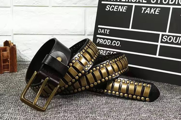 Japanese Brand 120 cm Outdoor retro punk rock studded leather belt Size ONE SIZE - 7 Thumbnail