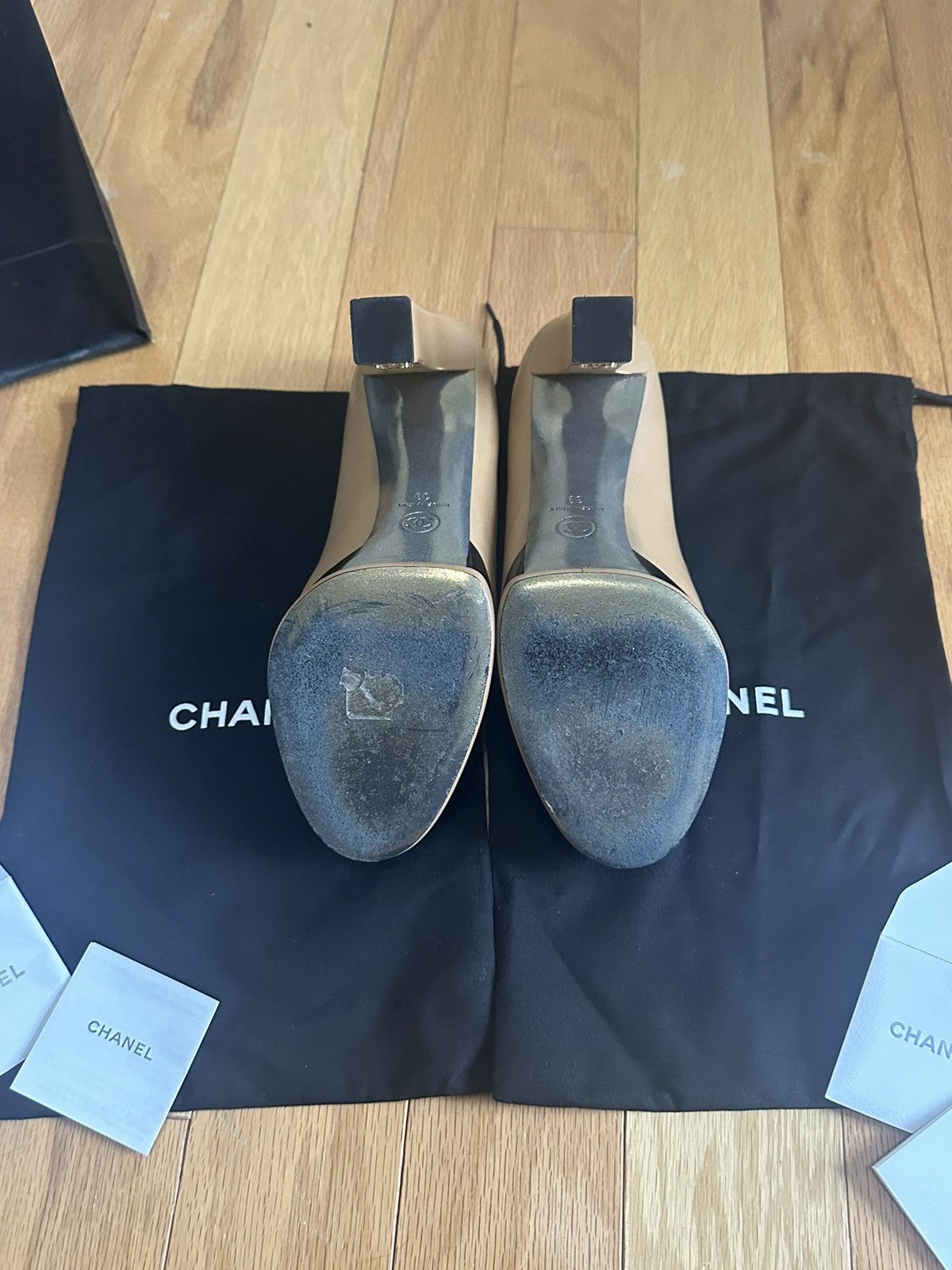 Chanel Chanel CC Platform Pumps - Beige/Black Size US 9 / IT 39 - 7 Thumbnail