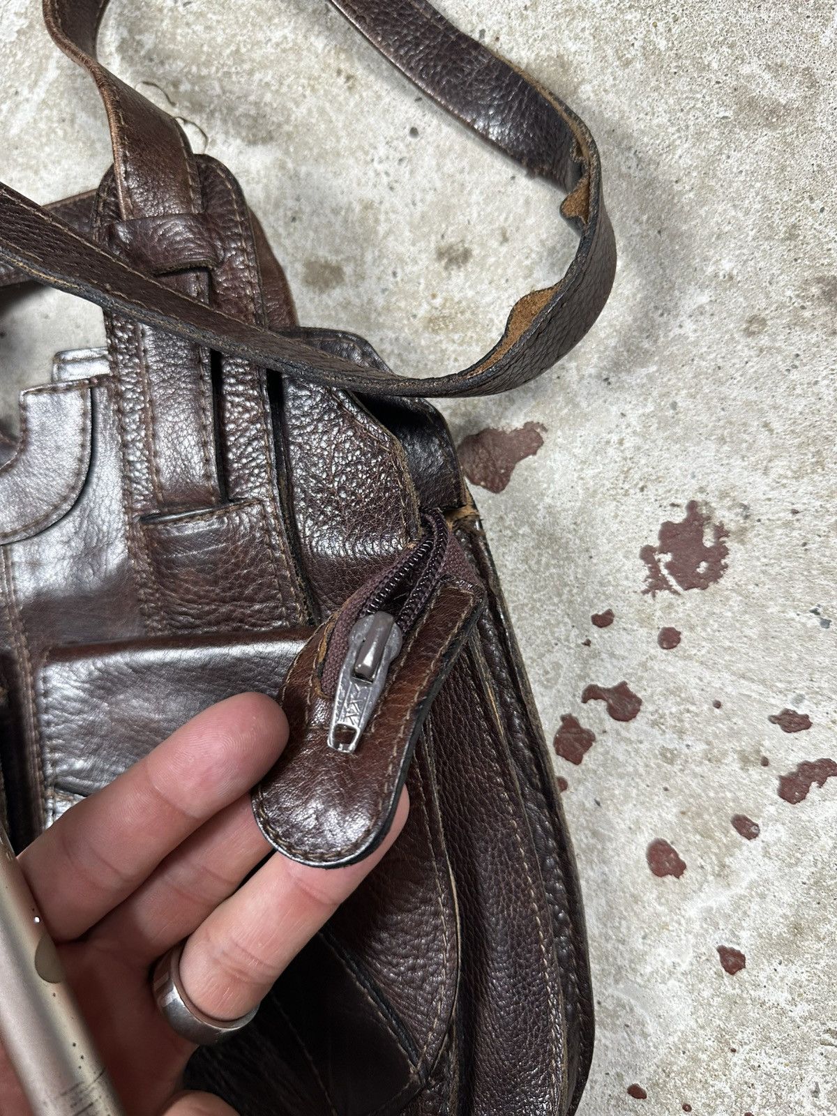 Vintage Vintage 90s Brown Utility Genuine Leather Hand Bag rare usa Size ONE SIZE - 16 Thumbnail