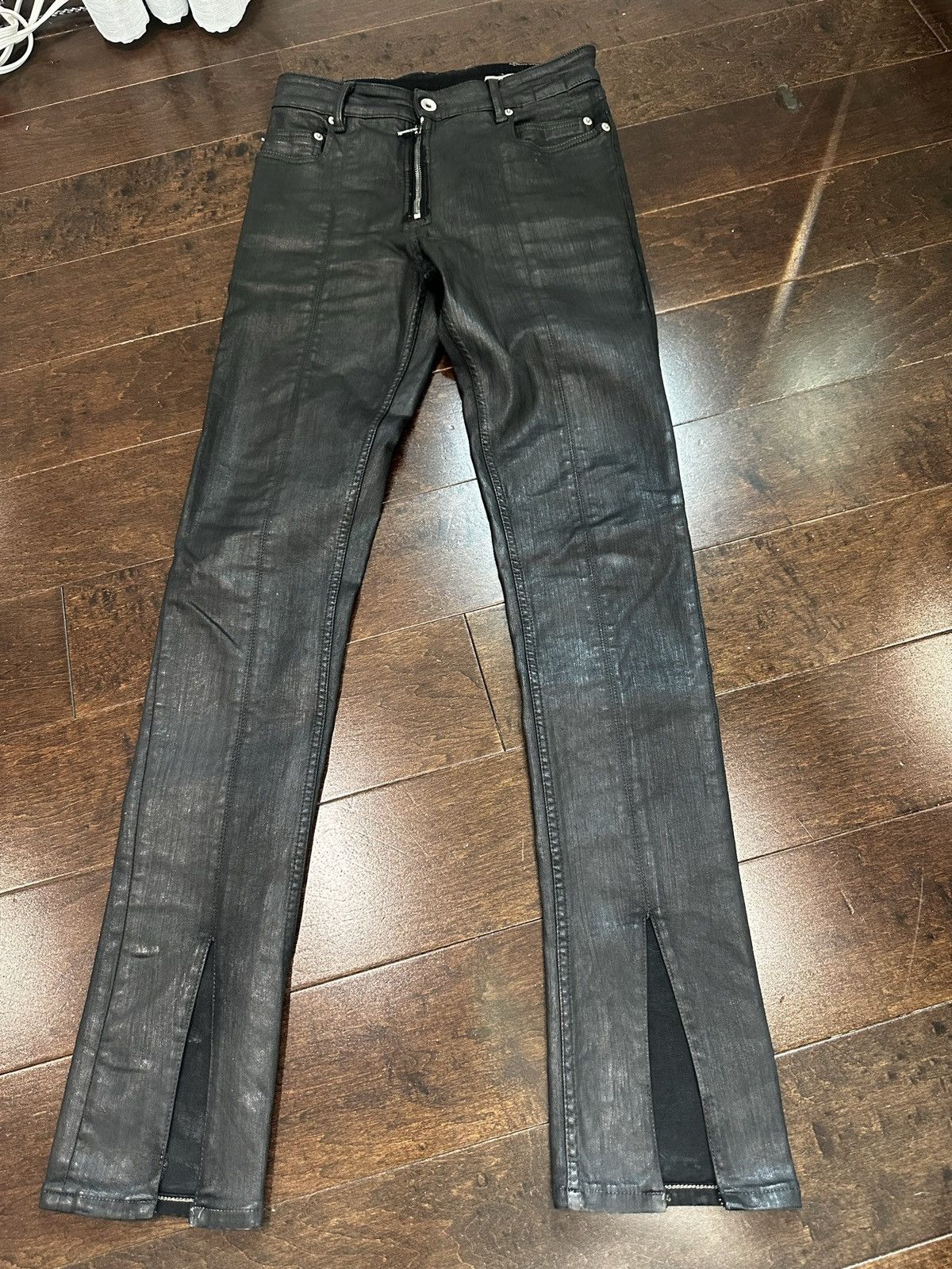 Rick Owens Drkshdw Tyrone Slit Cut Jeans in Black Wax Denim Size 29 |  Grailed