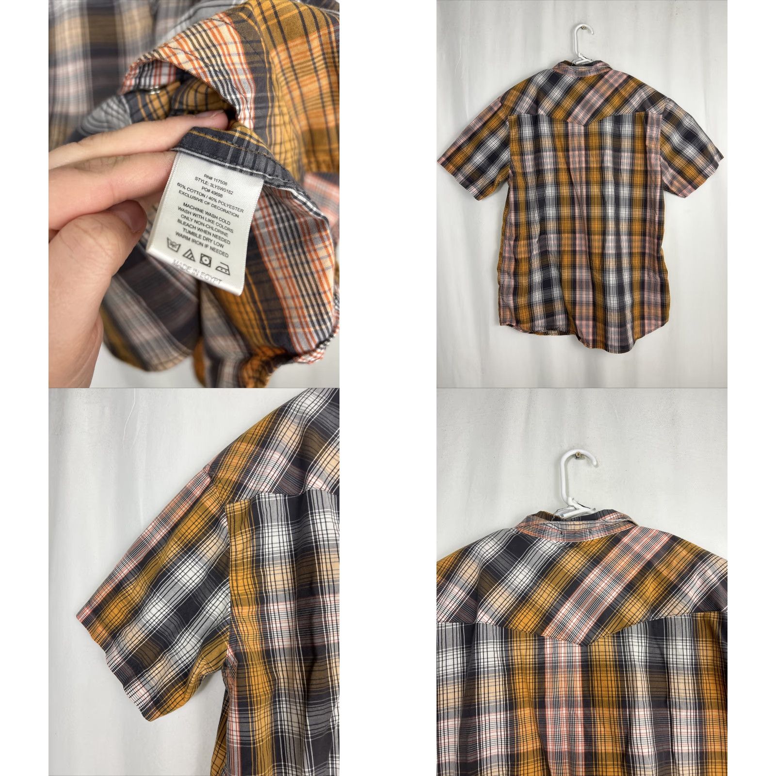 Levi's Levi's Shirt Mens XL Orange Gray Plaid Pearl Snap Standard Fit Short Sleeve Button-Up Size US XL / EU 56 / 4 - 8 Thumbnail