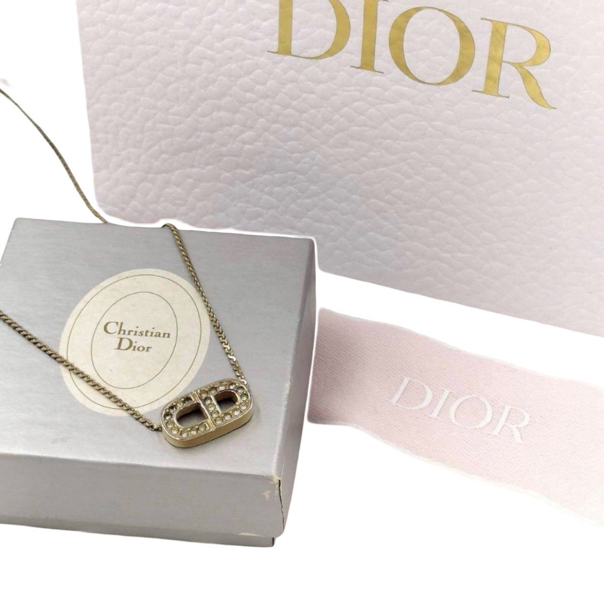 Dior Christian Dior Vintage Rhinestone "CD" Logo Necklace Size ONE SIZE - 1 Thumbnail