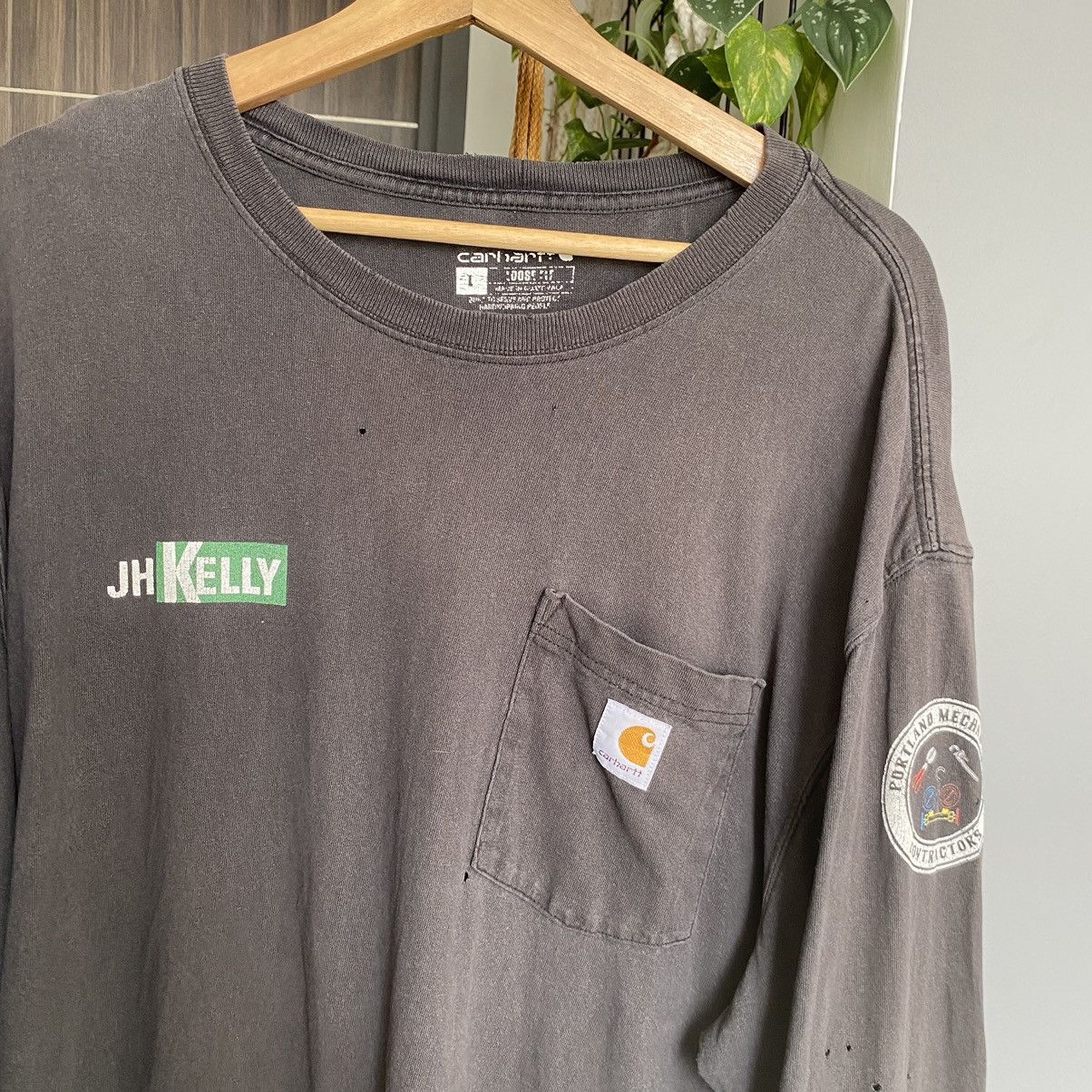 Carhartt Thrashed Faded Vintage Y2K Carhartt Pocket ERD GRUNGE L/S T Size US XL / EU 56 / 4 - 9 Thumbnail