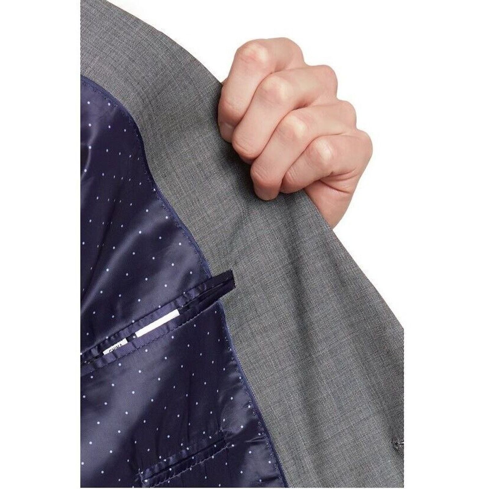 The Unbranded Brand Anton Lane Men Grey Wool Blend Classic Formal Blazer 38S Size 38S - 2 Thumbnail