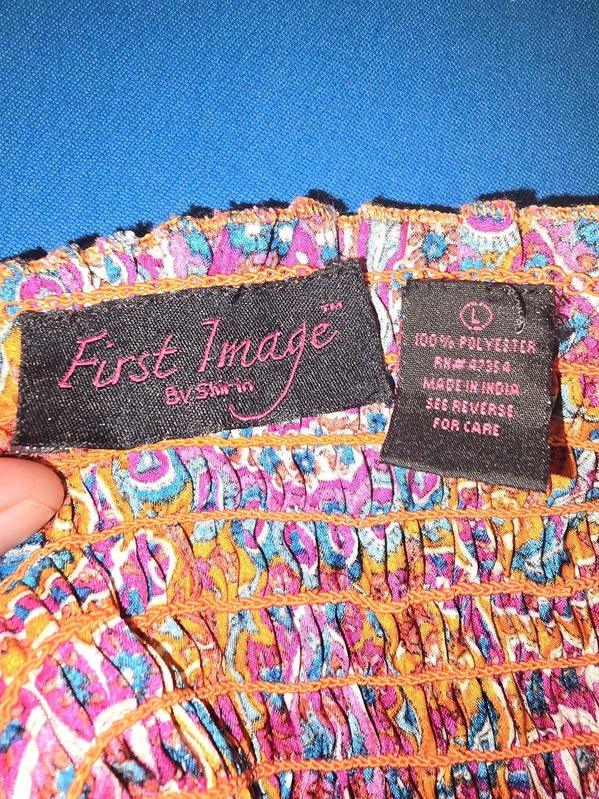 Designer Vibrant Bohemian Smocked Tunic Dress with Paisley Print Size L / US 10 / IT 46 - 4 Thumbnail