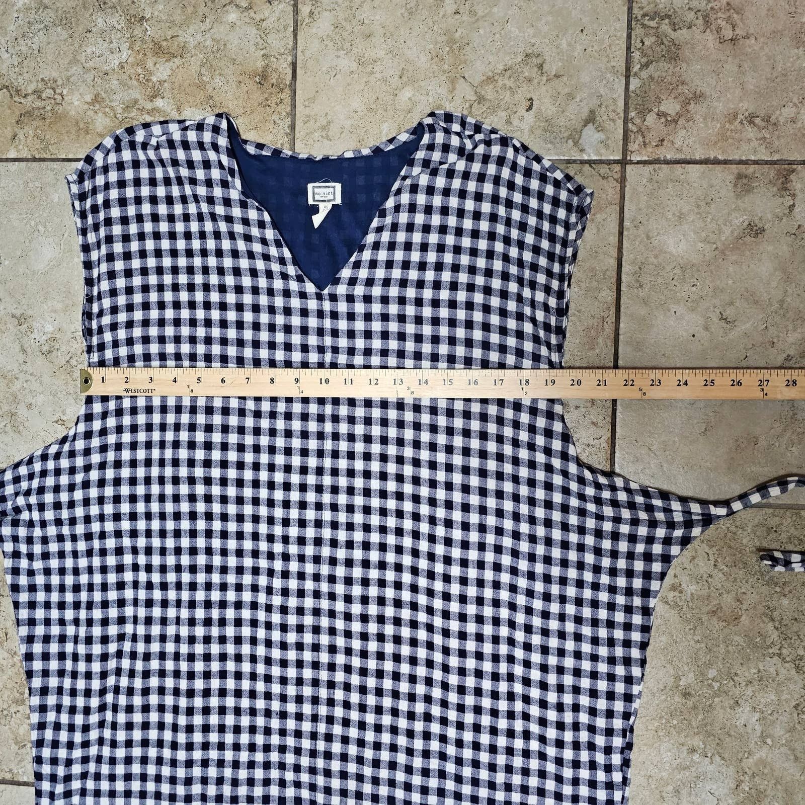 Anthropologie Mo:vint by Anthropologie Gingham Dress Navy Blue/White sz s Size S / US 4 / IT 40 - 9 Thumbnail