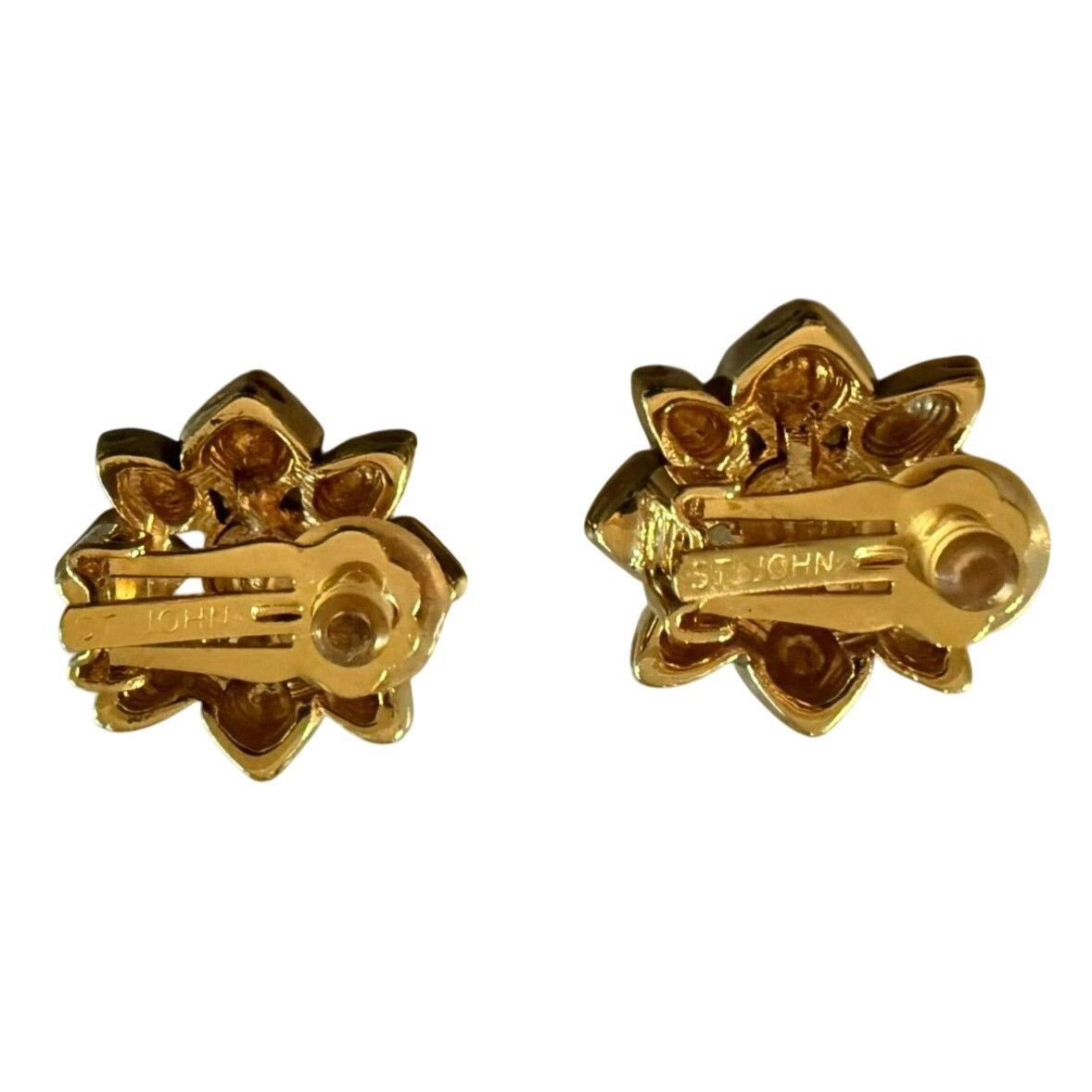 St. John Vintage St. John Gold-Tone Floral Clip-On Earrings 1 Inch Di Size ONE SIZE - 3 Thumbnail