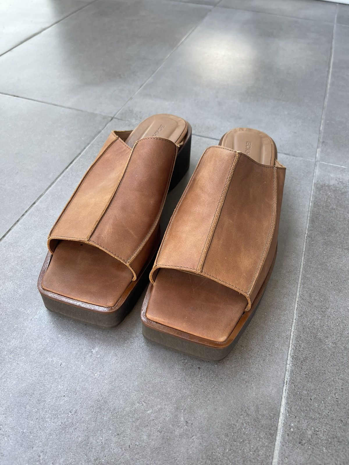 Eckhaus Latta !DS! SS23 Eckhaus Latta Tan Leather Men Slide M Size US 9 / EU 42 - 3 Thumbnail