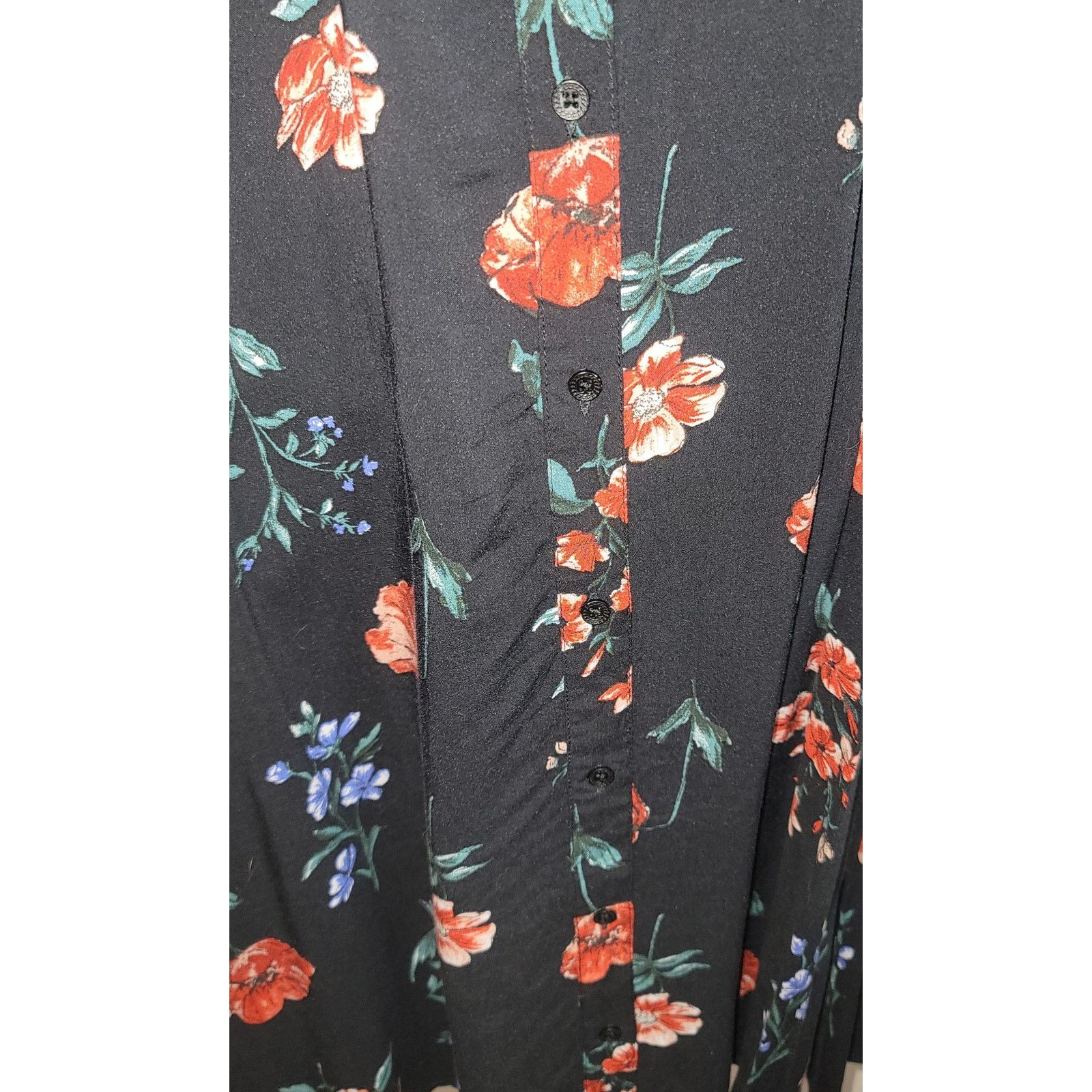 Other Kimchi Blue Black Floral Button Front A-Line Mini Dress L Size L / US 10 / IT 46 - 2 Thumbnail