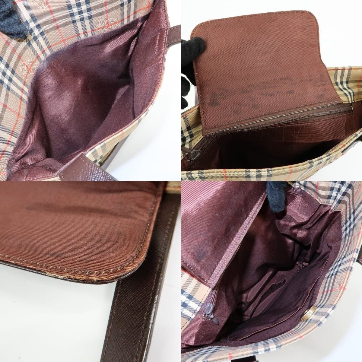 Burberry Burberry Nova Check Coated Canvas Shoulder Bag Beige Size ONE SIZE - 7 Thumbnail
