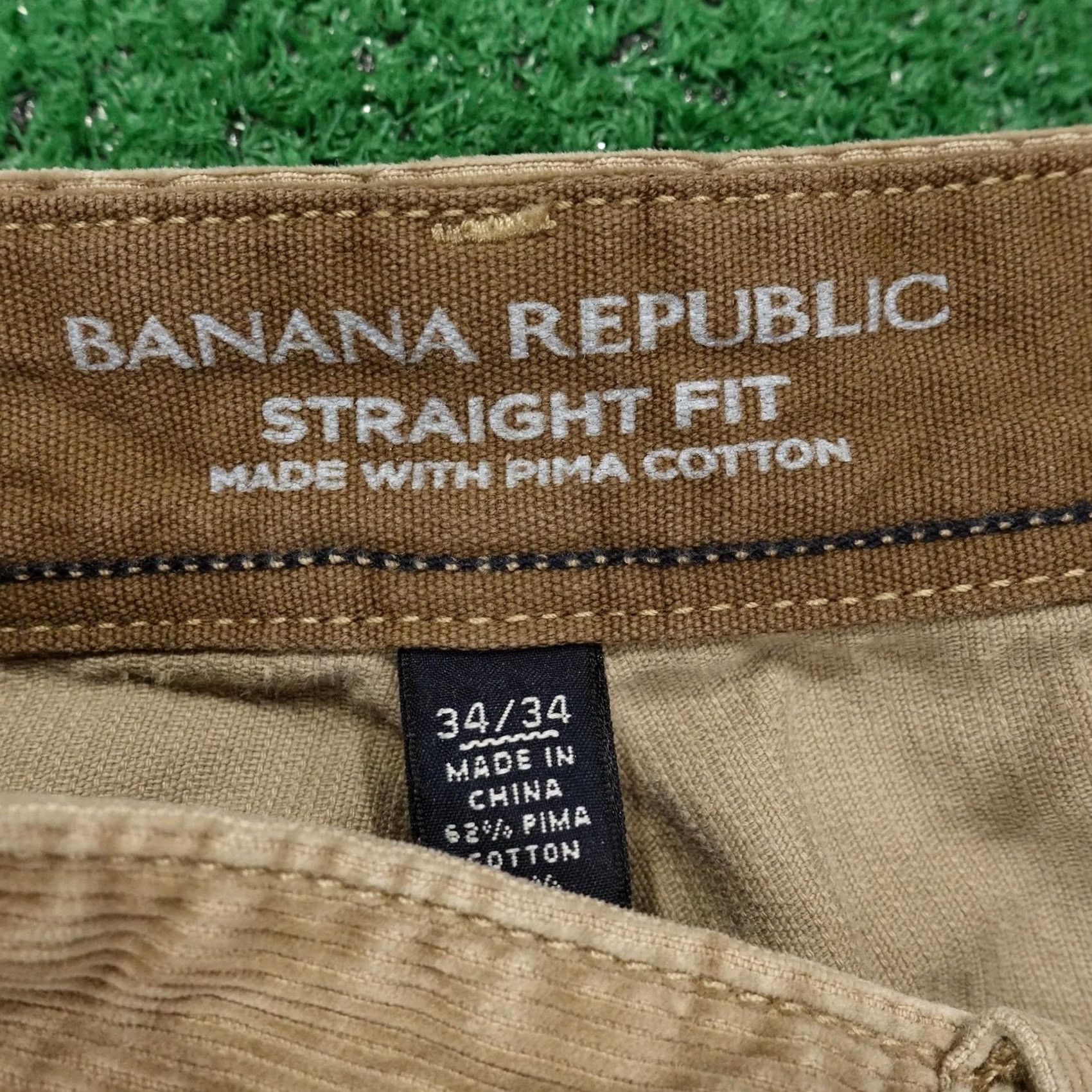 Banana Republic Banana Republic Khakis Pants Mens 34x34 Beige Corduroy Pima Cotton 5-Pocket Straight Fit Front Zip Size US 35 - 6 Thumbnail