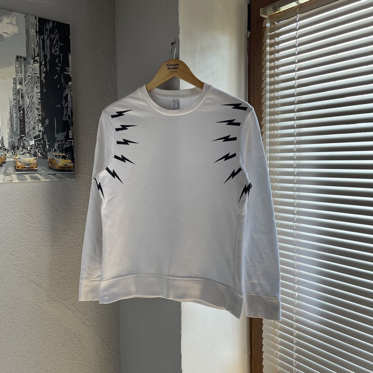 Neil Barrett NEIL BARRETT FAIR ISLE THUNDEBOLT SLEEVE CREW SWEATSHIRT Size US XS / EU 42 / 0 - 1 Thumbnail