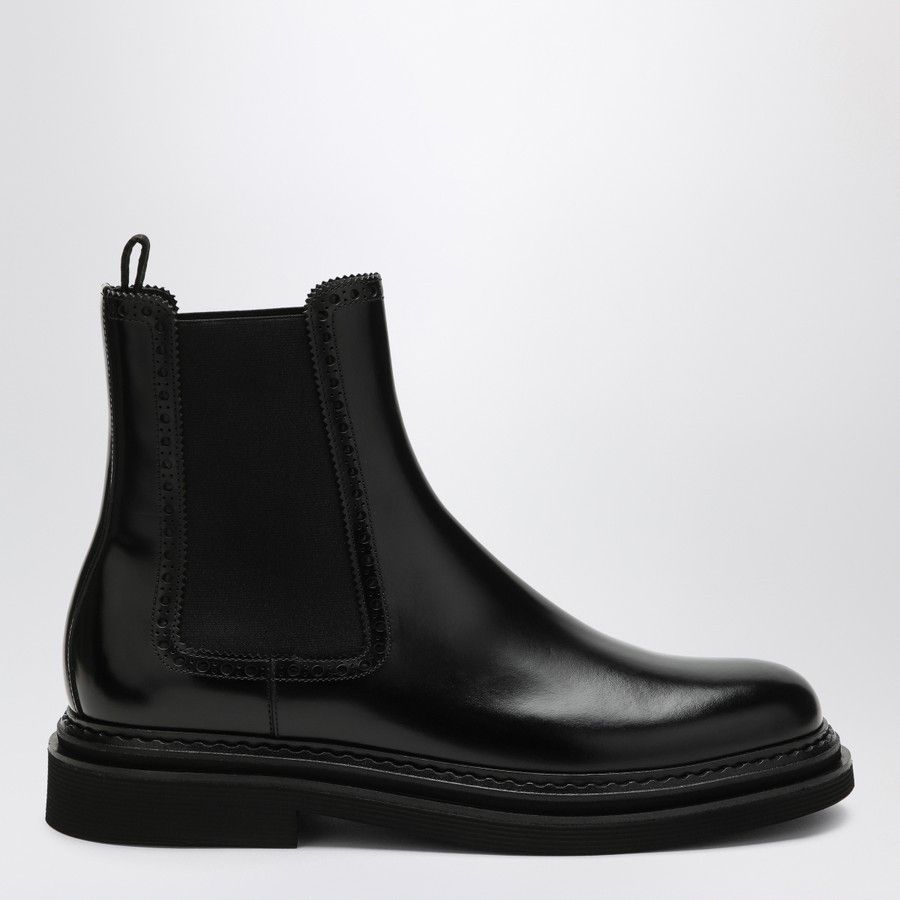 Dolce & Gabbana o1d2blof0226 Leather Ankle Boots in Black Size US 12 / EU 45 - 1 Thumbnail