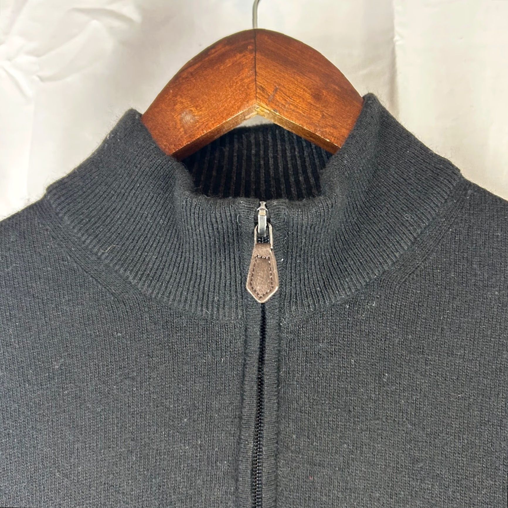 Vintage JOS A BANK RESERVE Mens Wool Cashmere Italian Yarn 1/4 Zip Sweater Black Knit Pullover Size US L / EU 52-54 / 3 - 3 Thumbnail