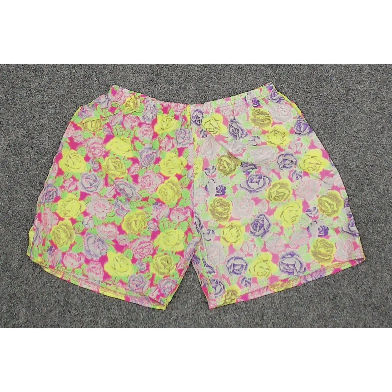 Vintage Vintage 1990s Neon Floral Wide-Leg Flowy Shorts Size 30" / US 8 / IT 44 - 3 Thumbnail