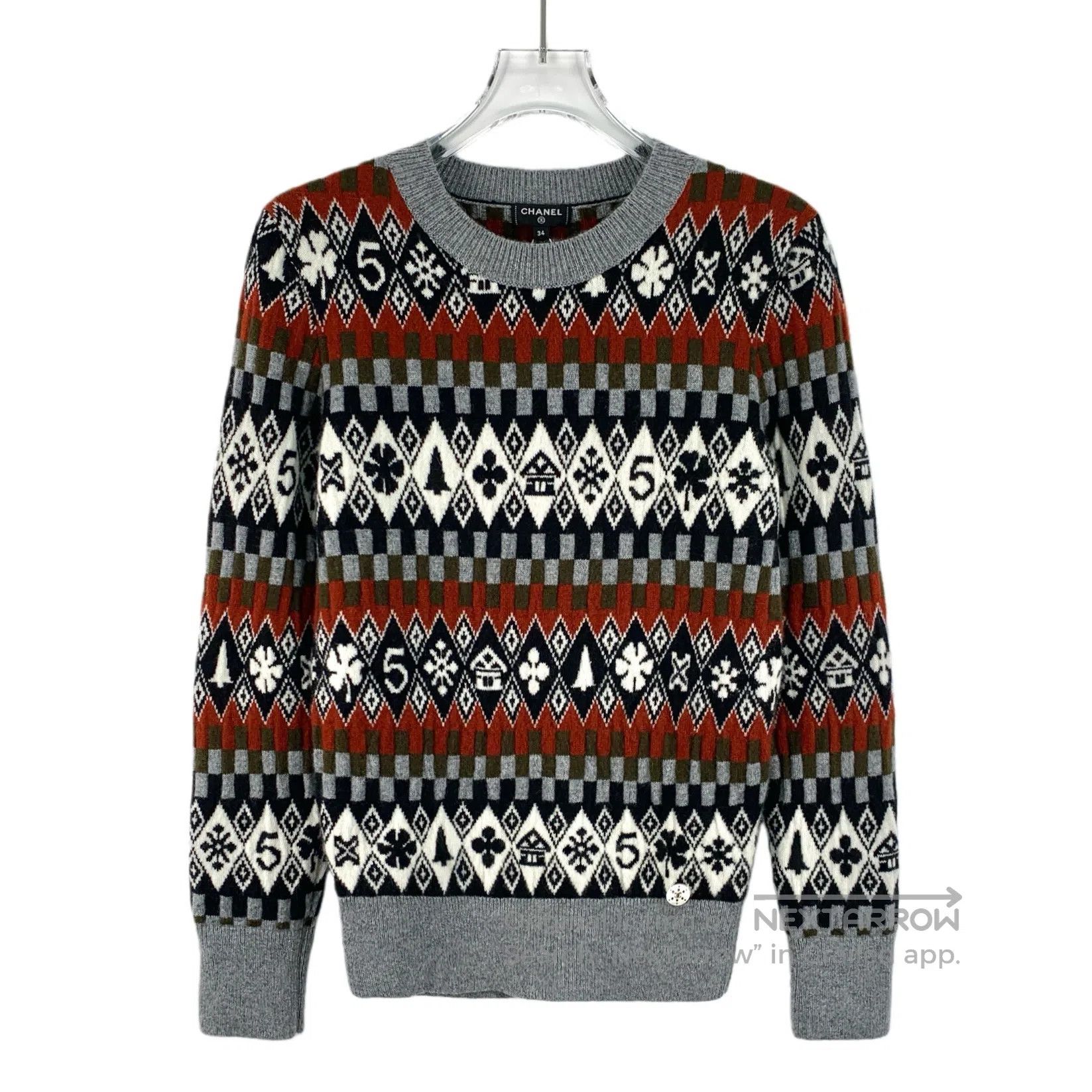 Chanel Chanel Multicolor Geometric Pattern Embroidered Cashmere C Size XXS / US 00 / IT 34 - 1 Thumbnail