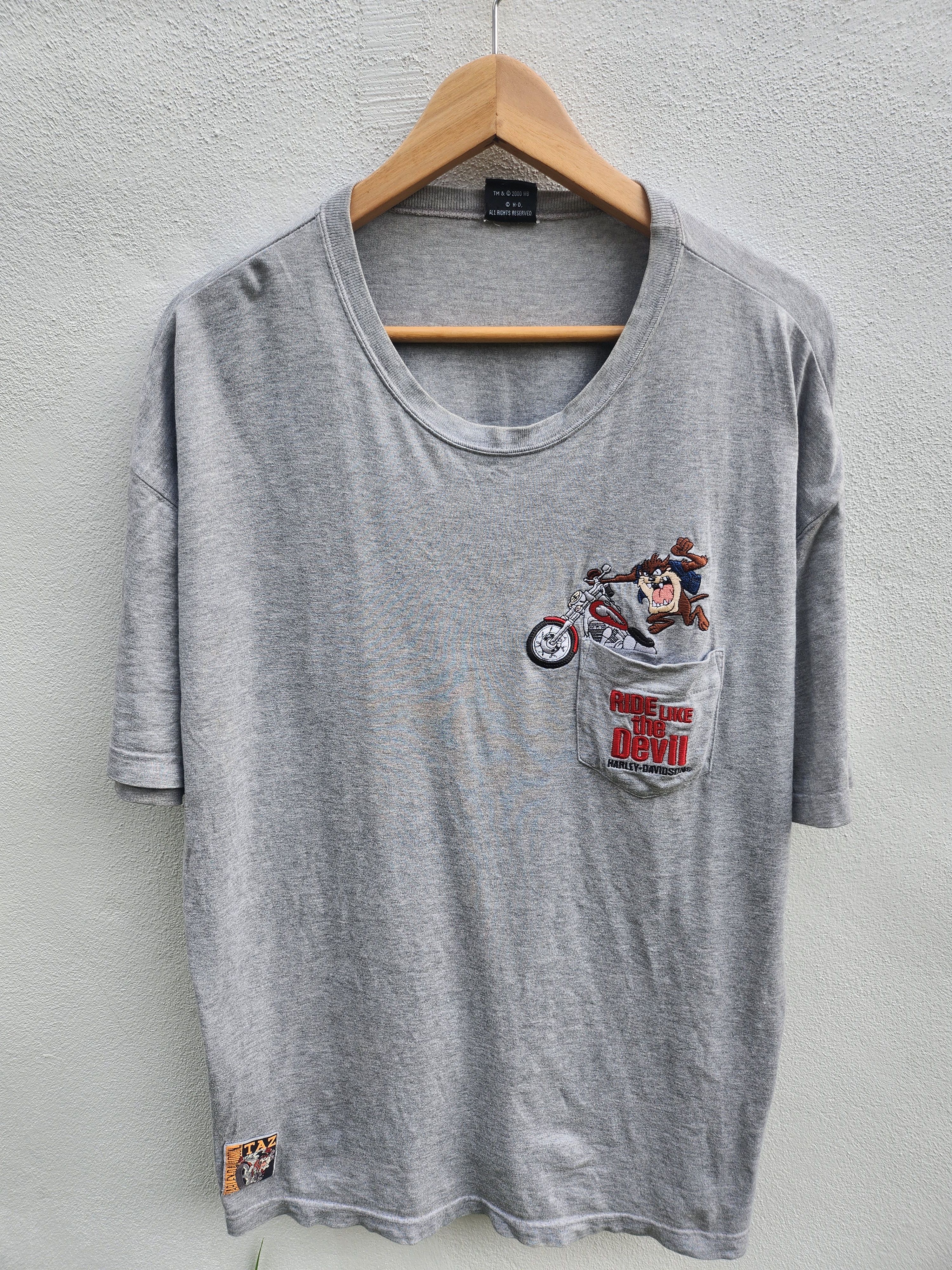 Harley Davidson × Vintage × Warner Bros 💥Vtg Taz Ride Like The Devil Harley Davidson Tee Size US L / EU 52-54 / 3 - 2 Thumbnail