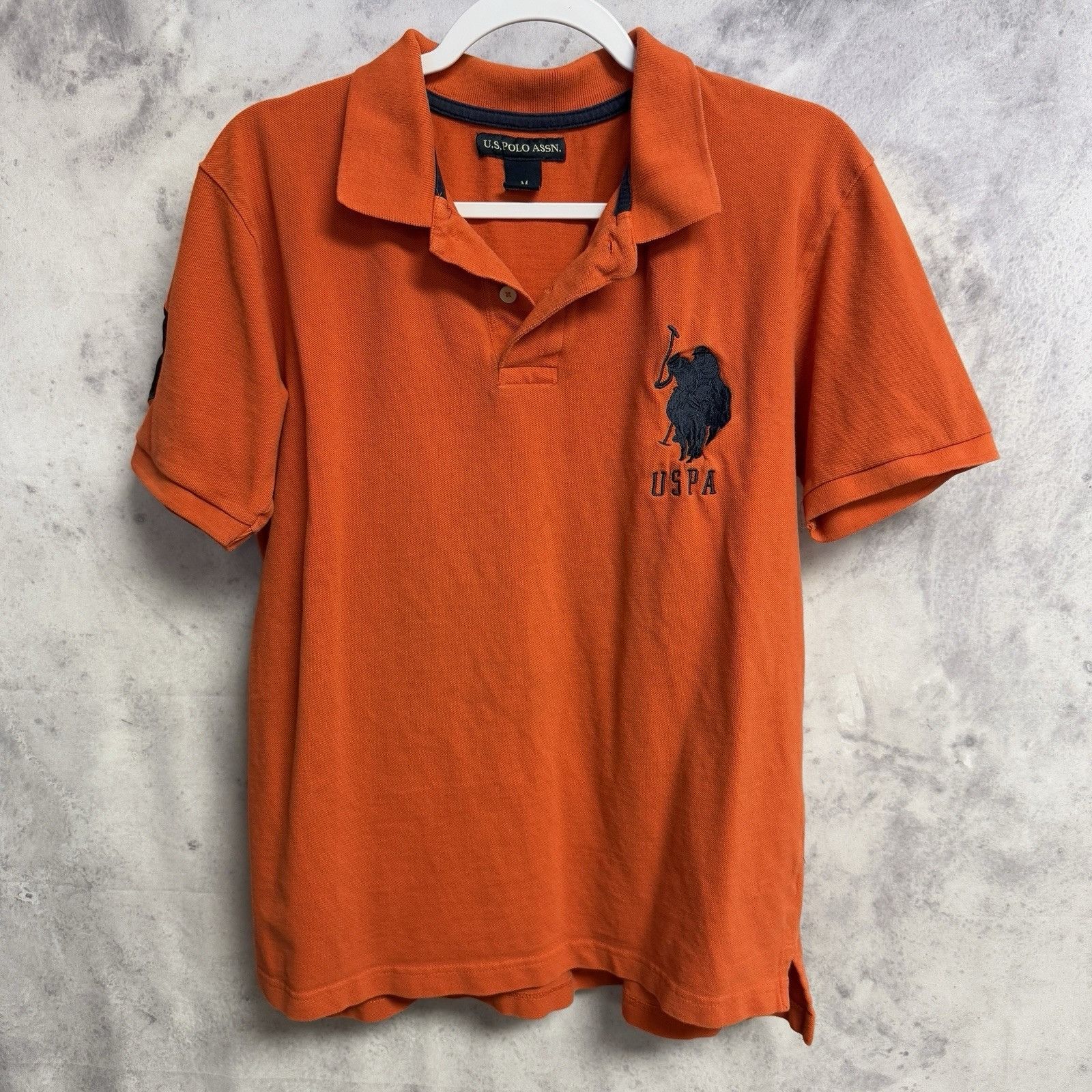 U.S. Polo Assn. US Polo Assn Collared Short Mens M 21.5x25 Orange Big Horse Size US M / EU 48-50 / 2 - 1 Thumbnail