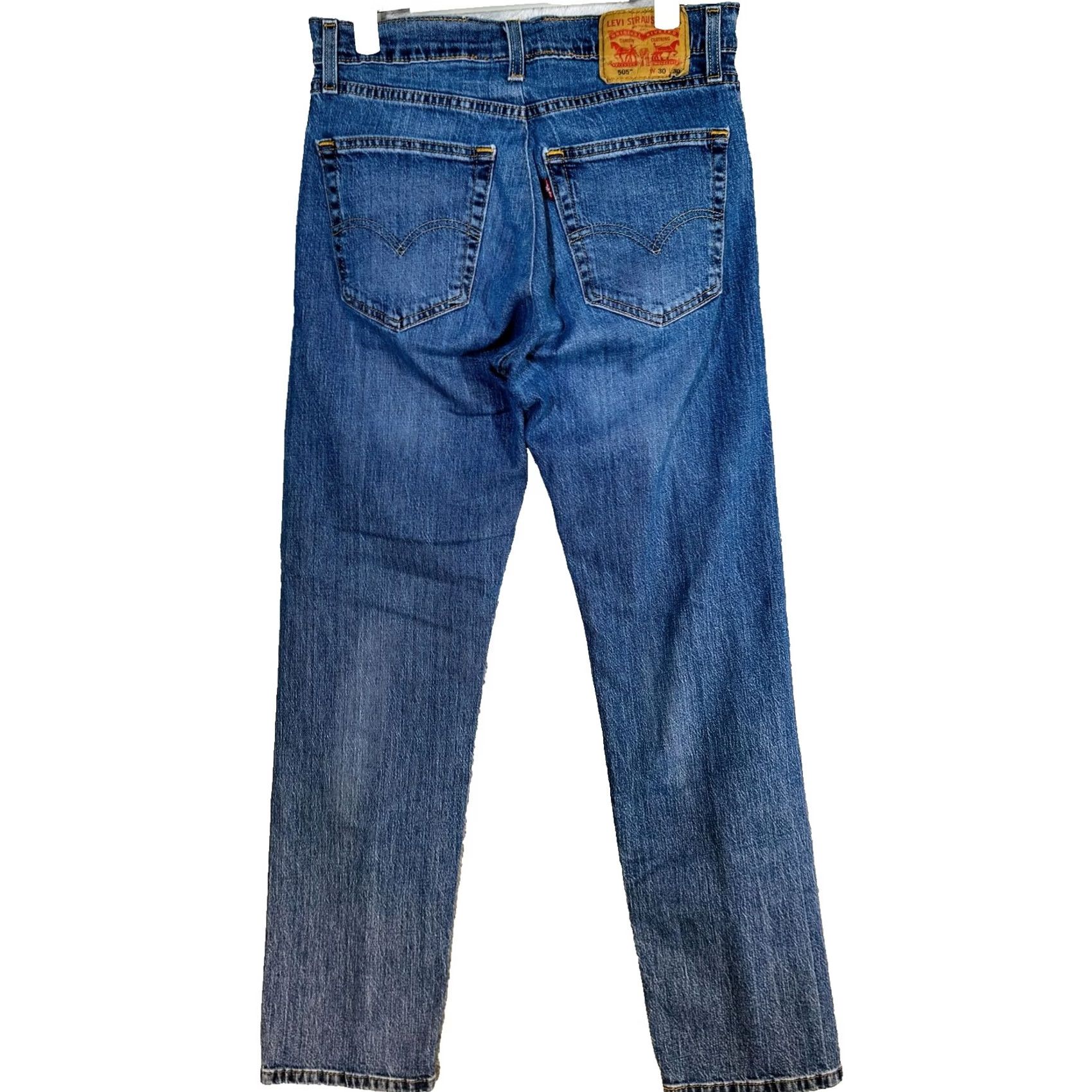 Levi's Levi's 505 Jeans Mens 30x30 Blue Medium Wash Straight Denim Zip Fly Regular Fit Size US 30 / EU 46 - 6 Thumbnail
