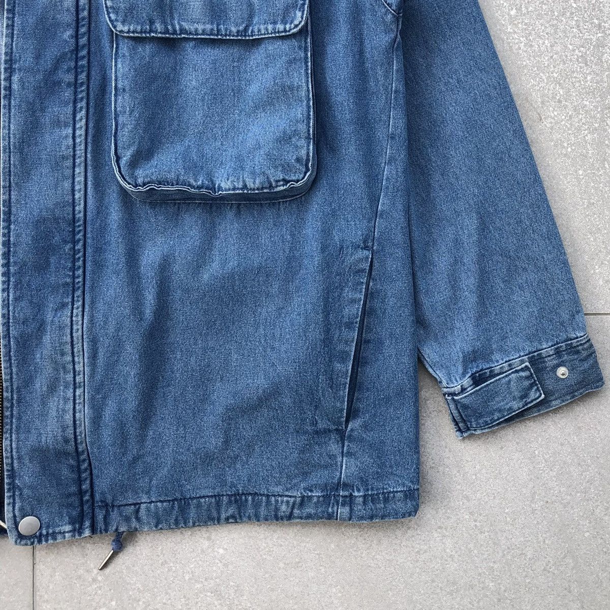 GU Vintage GU Double Pocket Denim Parka Jacket With Hoodie Size US L / EU 52-54 / 3 - 7 Thumbnail