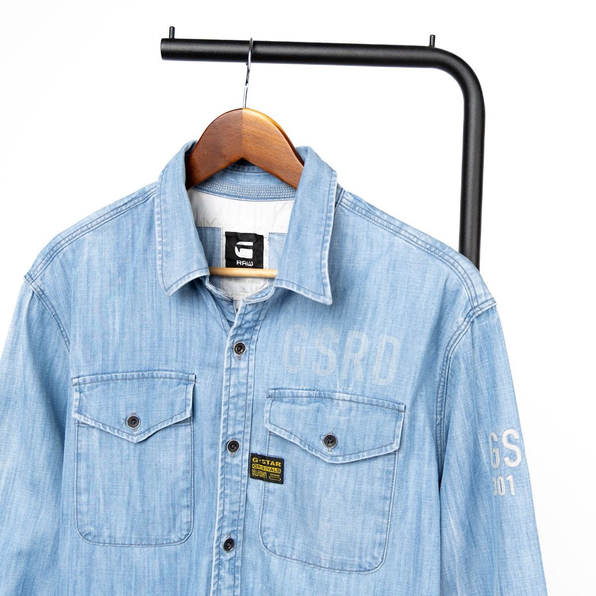 G-Star G-Star Raw Mens Denim Shirt USN Rhine Light Blue Button Up Size US XL / EU 56 / 4 - 2 Thumbnail
