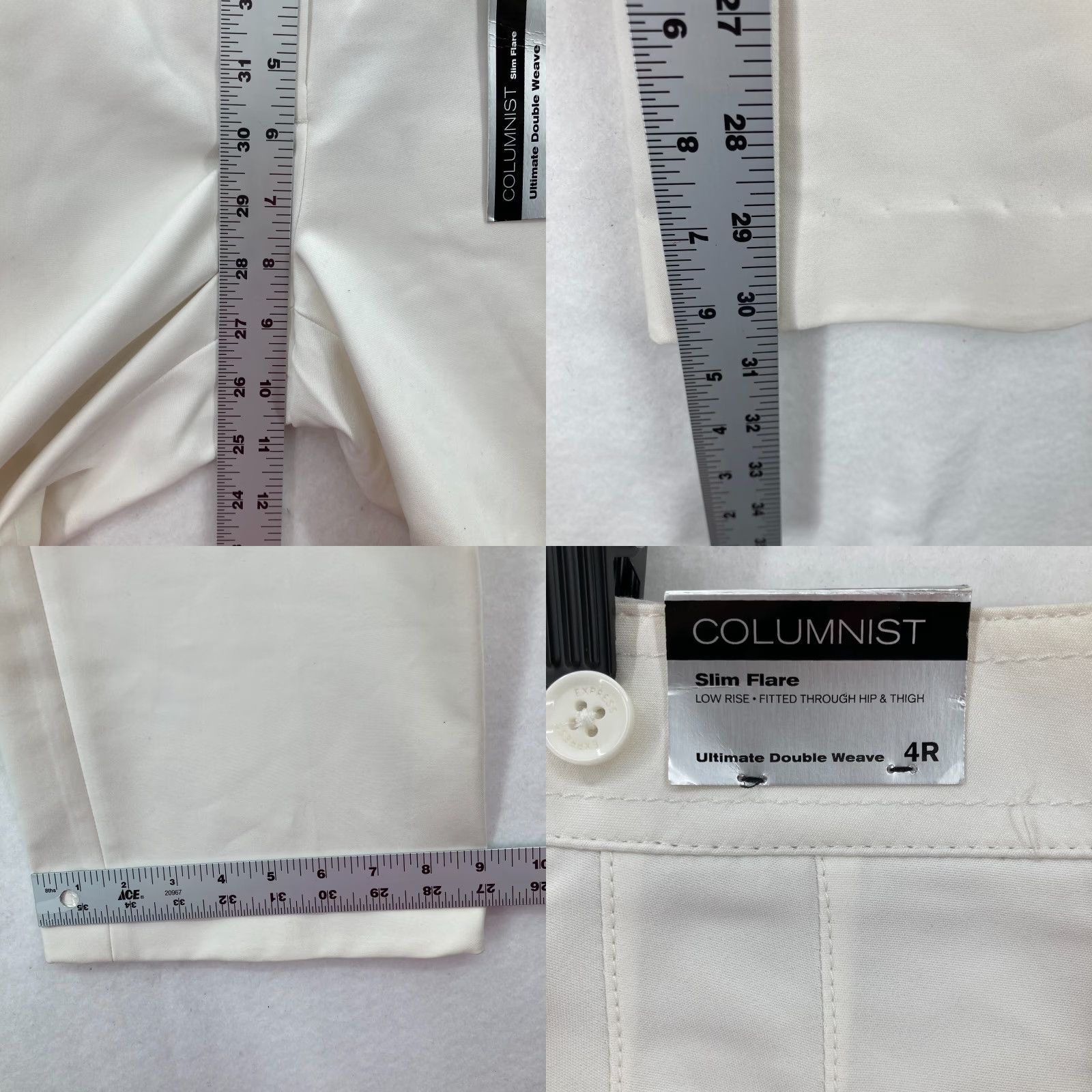 Express Express Columnist Dress Pants Women's 4 Slim Flared Leg Beige Stretch Fabric NWT Size 27" / US 4 / IT 40 - 8 Thumbnail