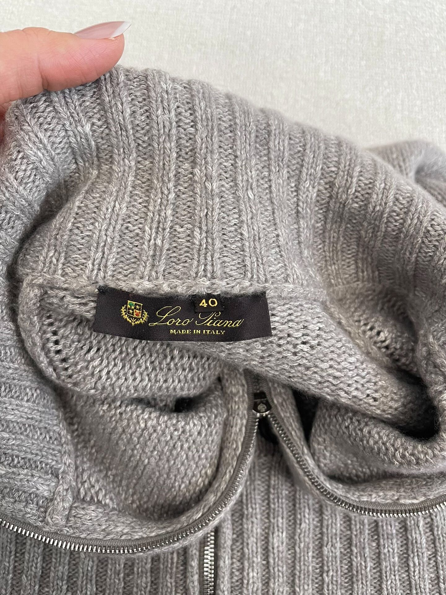 Loro Piana gray zip-up collar cashmere sweater Size US M / EU 48-50 / 2 - 2 Thumbnail