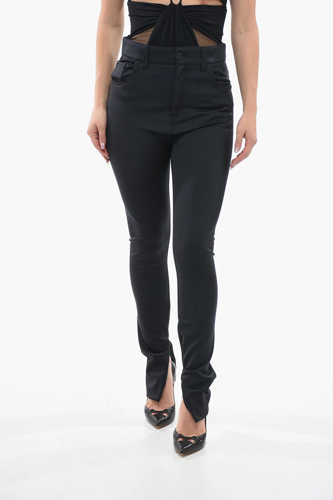 Balenciaga og1mm0326 Stretch Leggings in Black Size 26" / US 2 / IT 38 - 1 Thumbnail