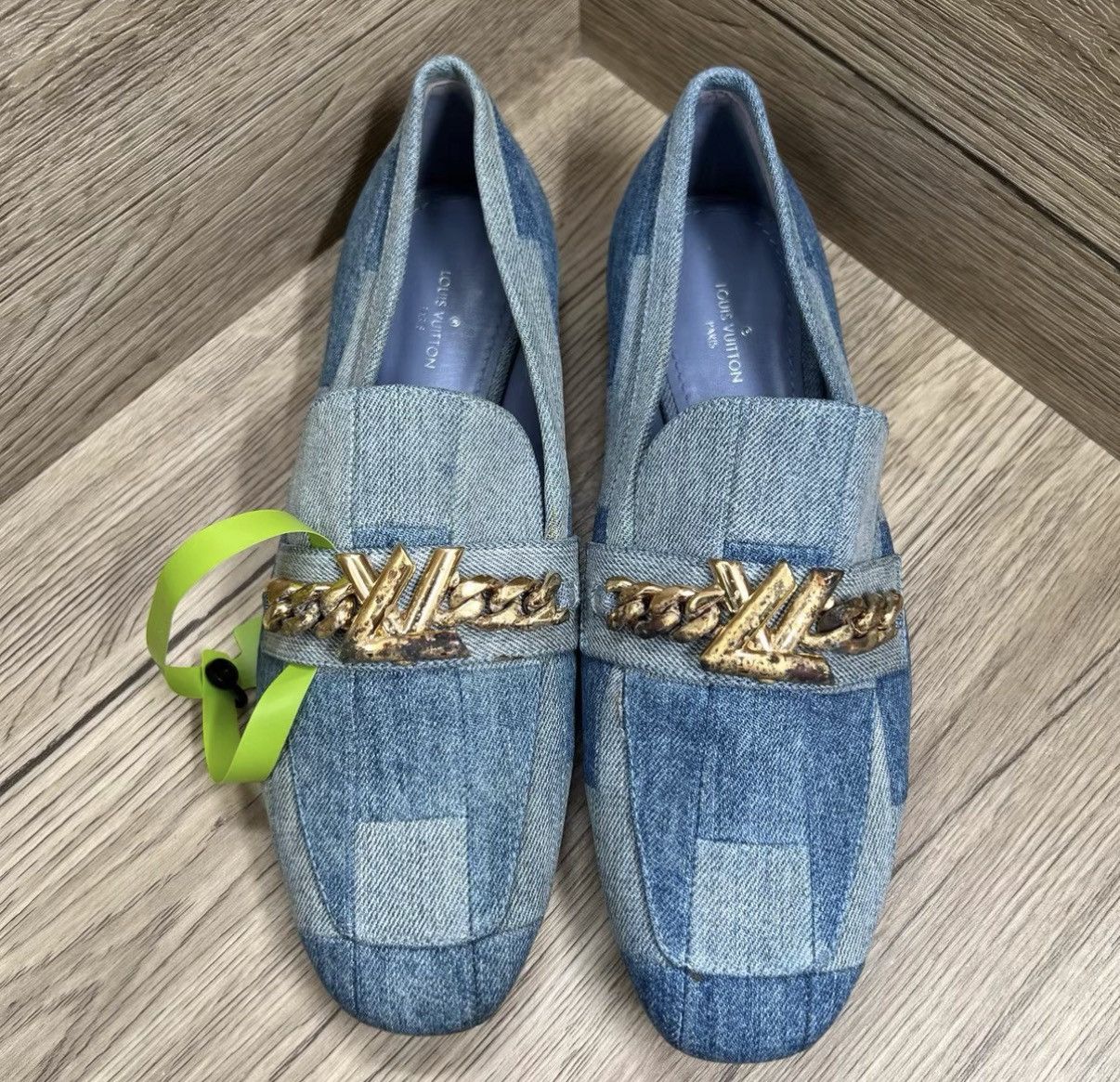 Louis Vuitton Louis Vuitton Upper Case Denim Damier Chain Loafers J41 Size US 6 / IT 36 - 2 Thumbnail