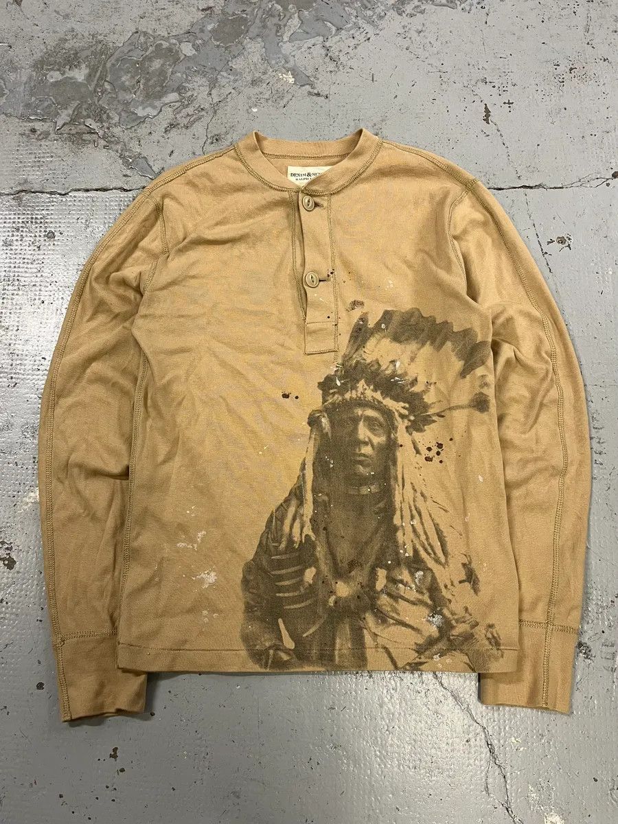 Polo Ralph Lauren 2010s Ralph Lauren Native American Chief Beige Henley Sweater Size US M / EU 48-50 / 2 - 1 Thumbnail