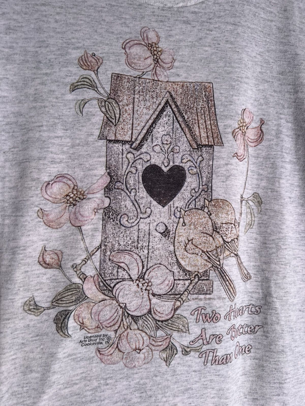Vintage 80’s 90’s VTG Vintage Heart Birdhouse Flower Retro Tee Shirt Size US L / EU 52-54 / 3 - 4 Thumbnail