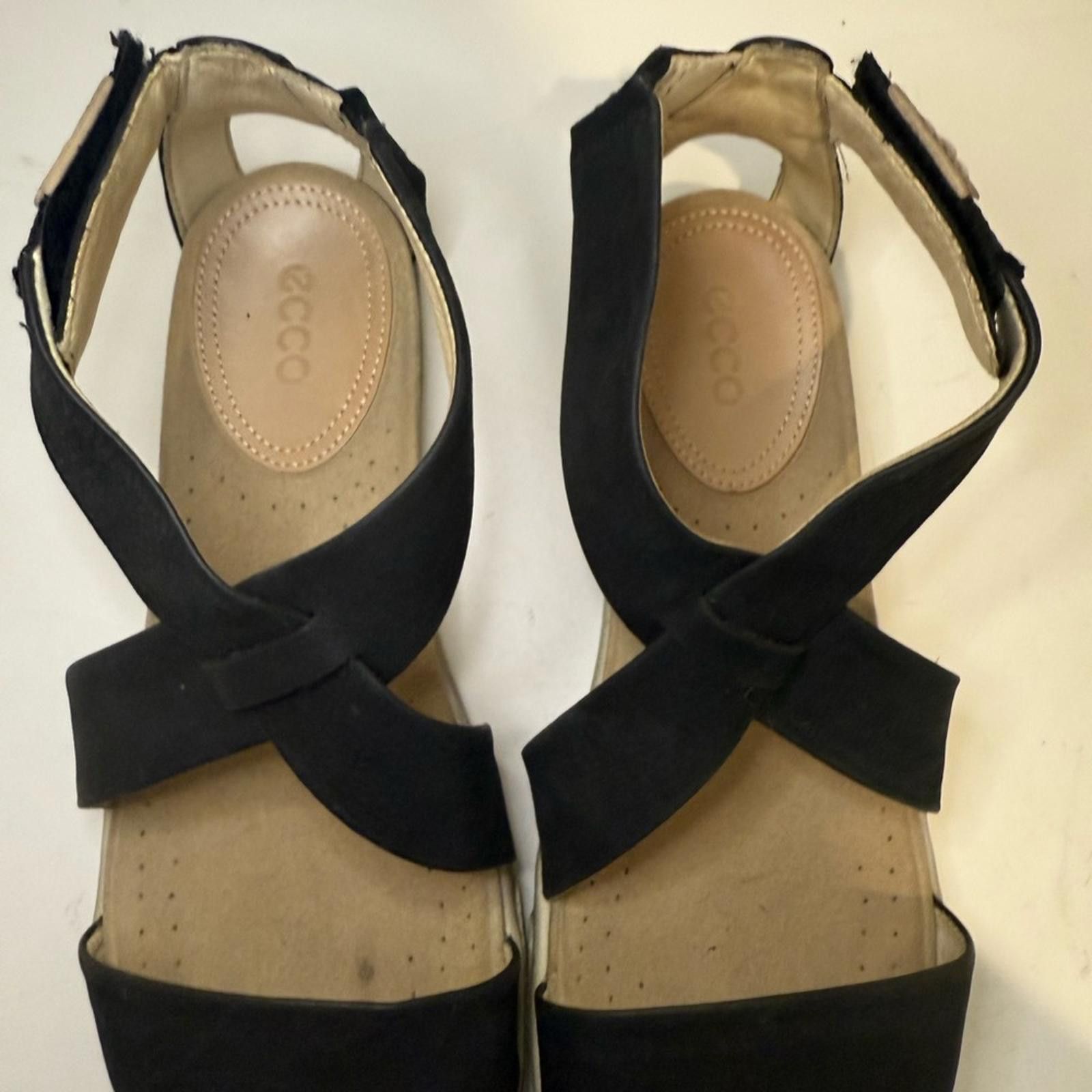 Ecco ECCO Damara Black Leather Crossover Strap Sandals EU 37 Size US 6.5 / IT 36.5 - 4 Thumbnail