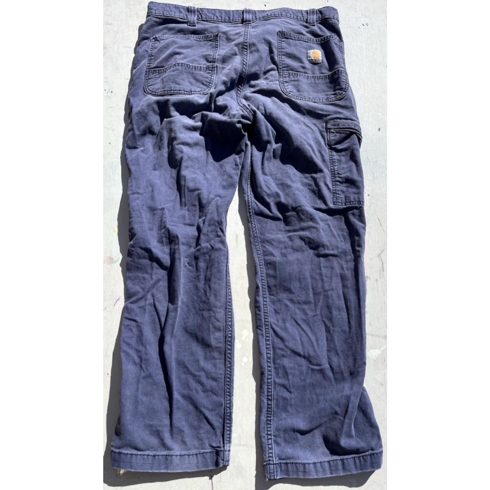 Carhartt Carhartt Pants Blue Solid 36x30 Workwear Uniform Khakis Cargo Logo Pockets Zipper Button Men’s Regular Straight Size US 36 / EU 52 - 2 Thumbnail