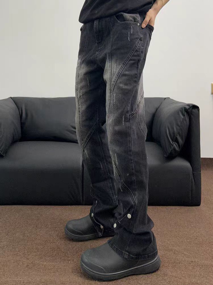 Designer × Jean × Vintage Street Hip Hop Micro Flare Ribbed Y2K Jeans Size US 30 / EU 46 - 2 Thumbnail