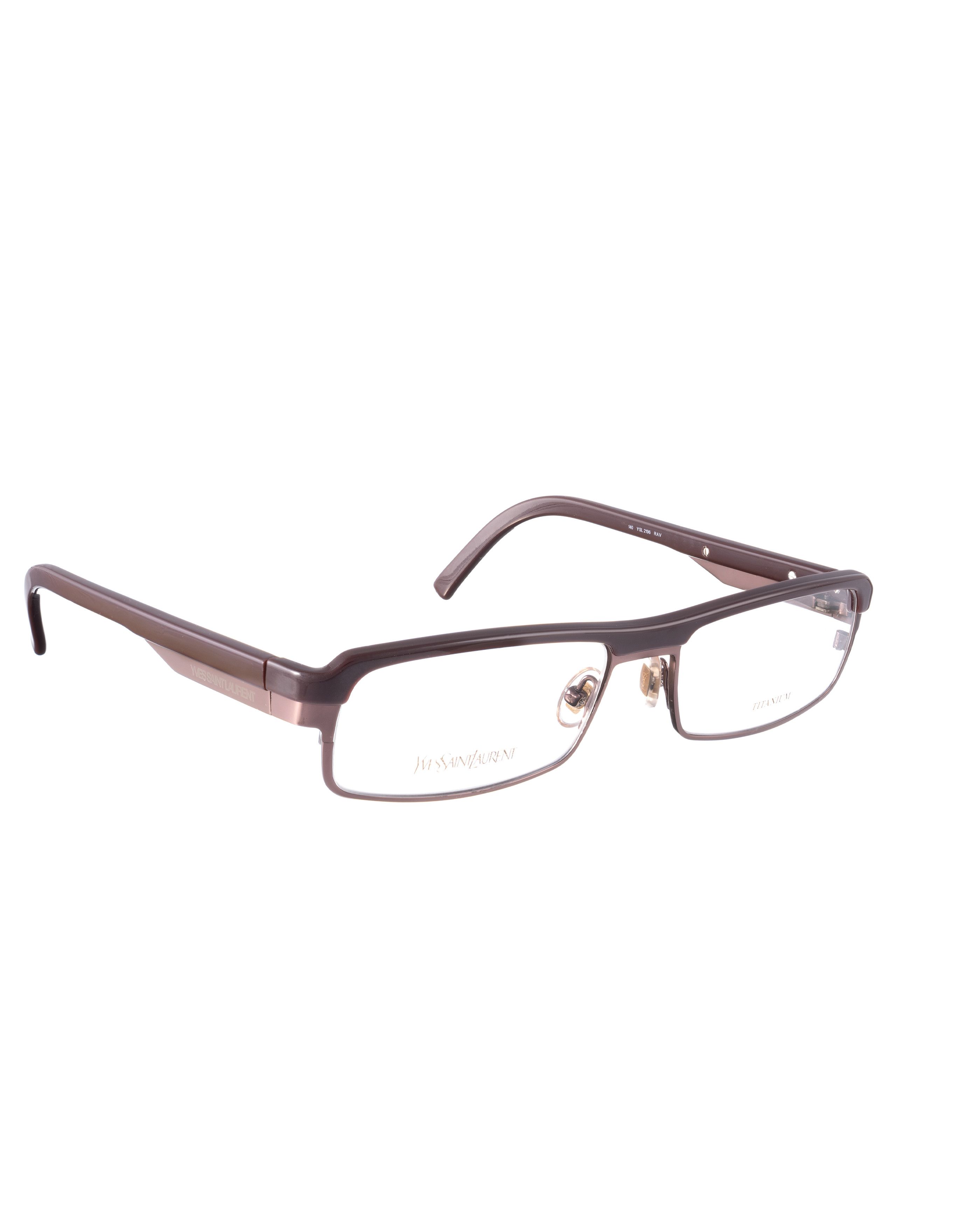 Saint Laurent Paris Yves Saint Laurent 00s Brown Metallic Rectangular Glasses Size ONE SIZE - 3 Thumbnail
