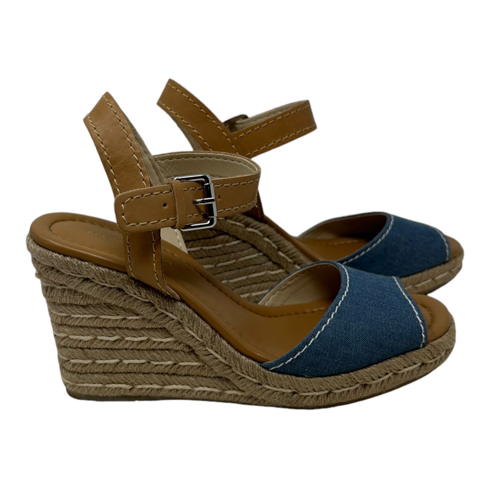 Marc Fisher Marc Fisher Denim & Leather Espadrille Wedges Sandals 7.5 Size US 7.5 / IT 37.5 - 3 Thumbnail