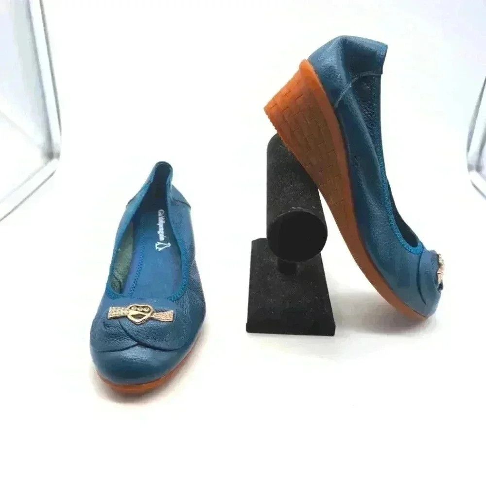 Designer Rare Golddipenguin Blue Leather Heeled slipper rubber sole Size US 5 / IT 35 - 1 Thumbnail