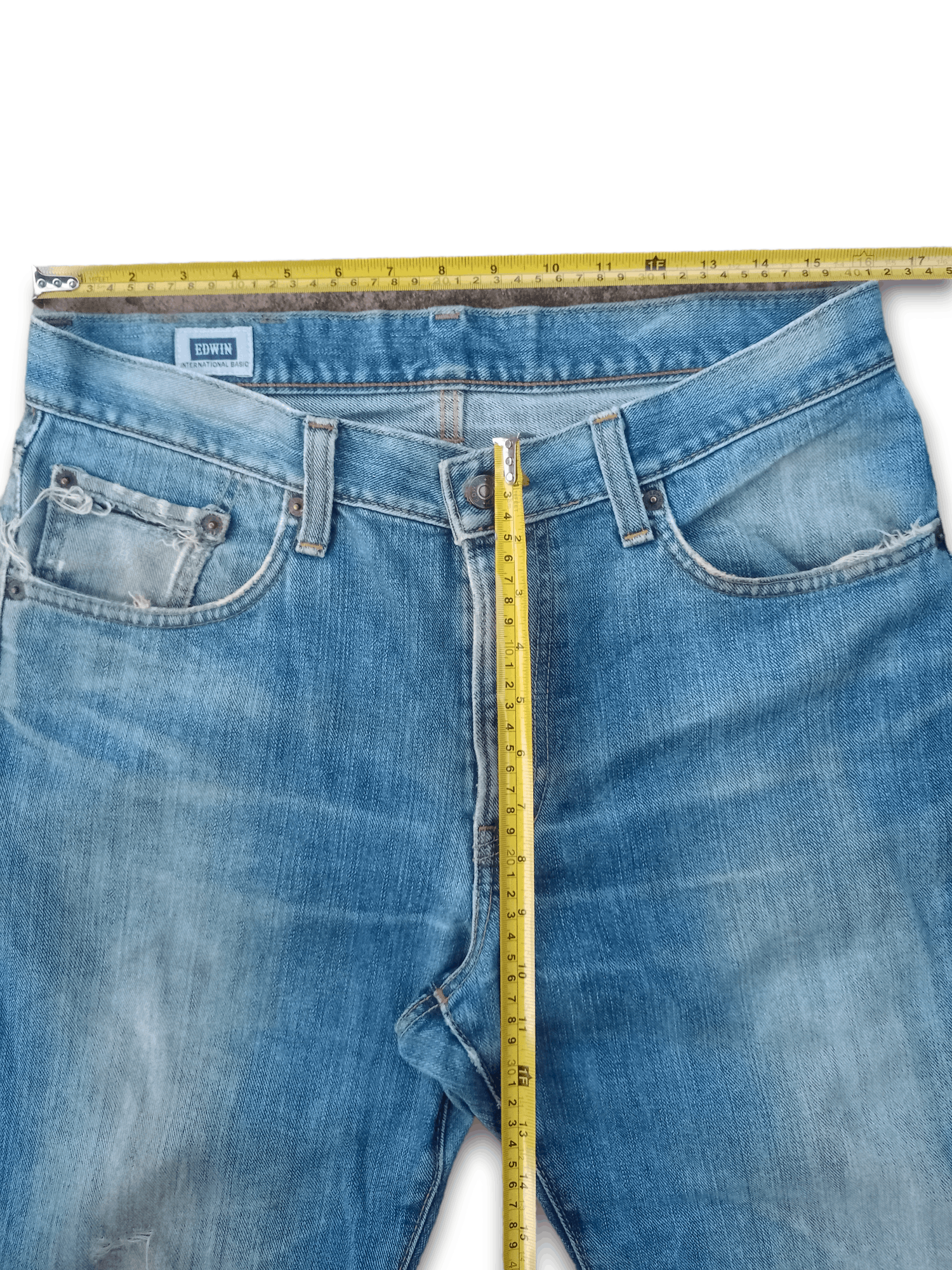 Edwin × Japanese Brand Vintage Edwin Japan Blue Wash Distressed Loose Jeans Size US 32 / EU 48 - 10 Thumbnail