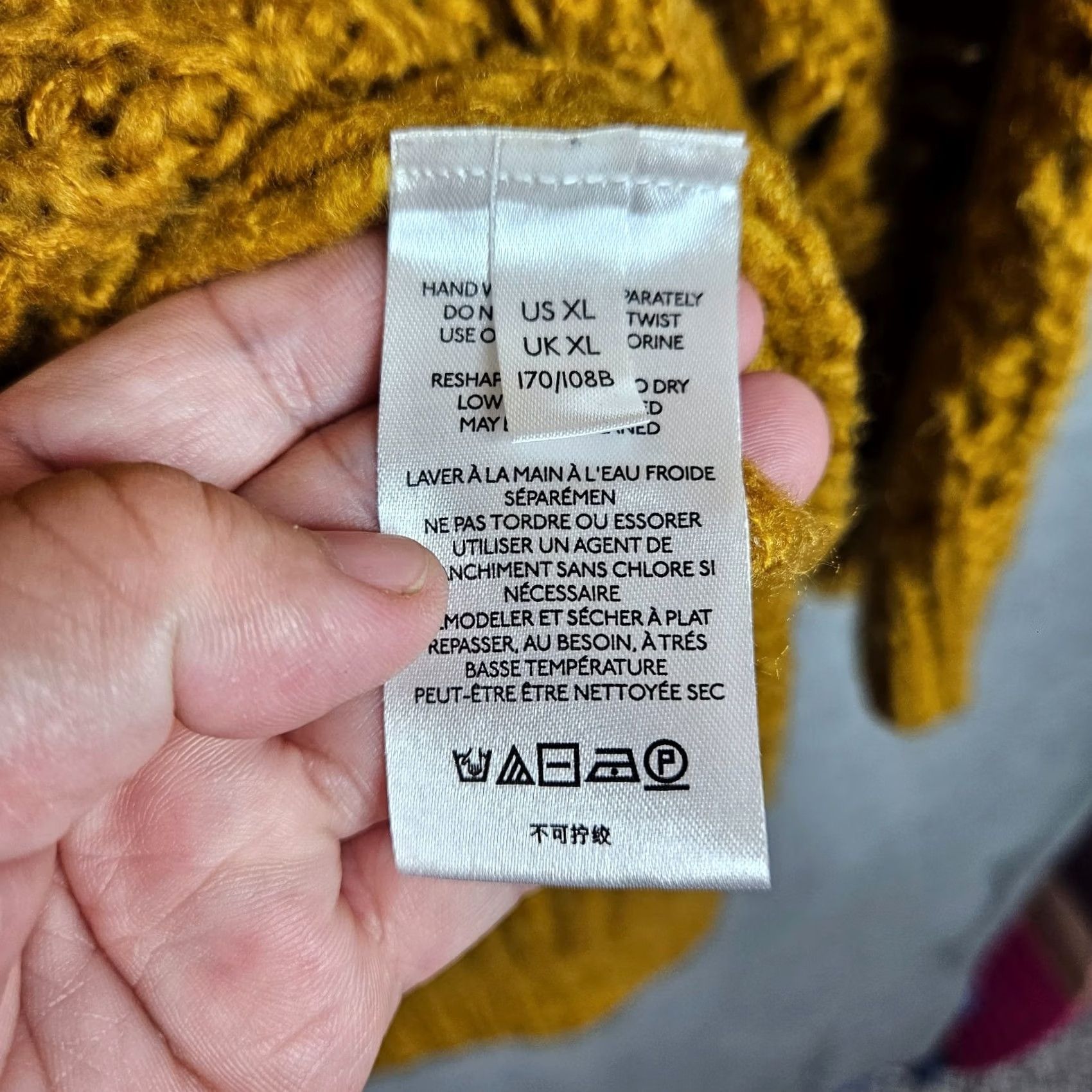 Vintage Pilcro By Anthropologie Women's Devenne Pointelle Chunky Knit Sweater XL Cardigan Knit Yellow Regular Long Sleeve Size XL / US 12-14 / IT 48-50 - 5 Thumbnail