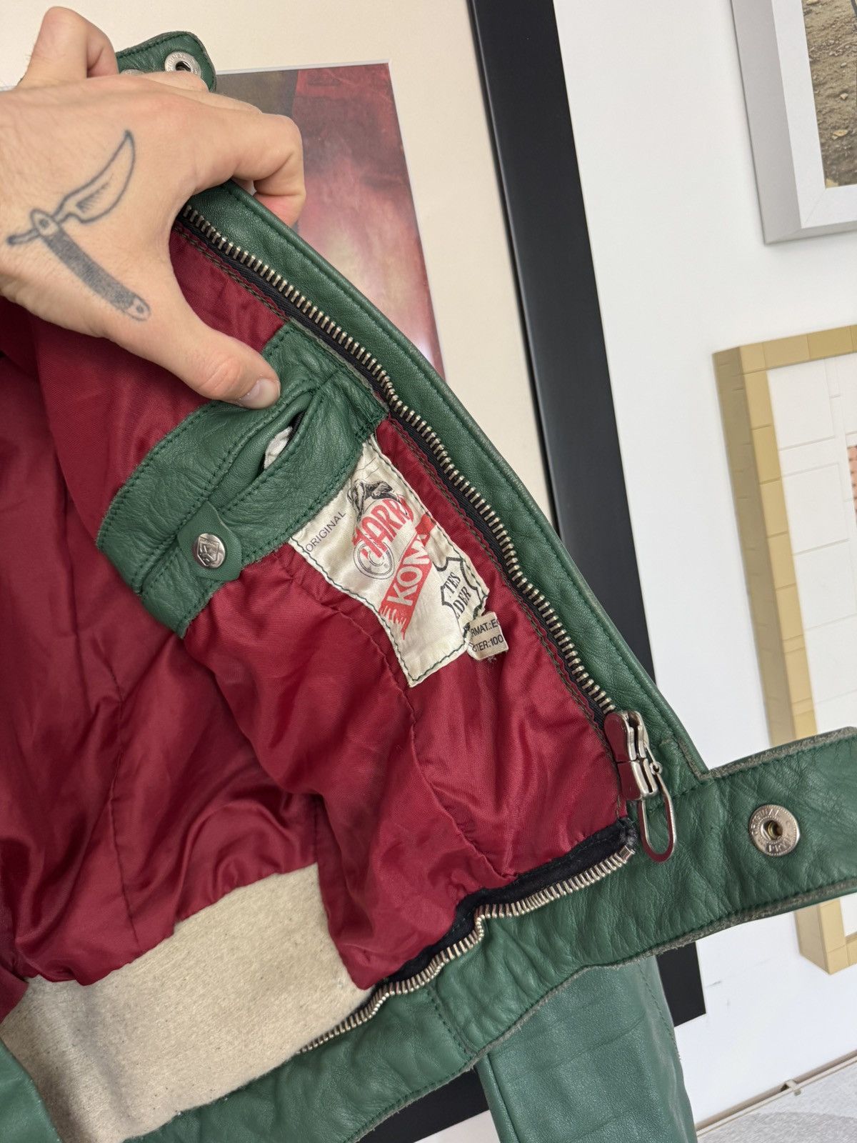 Vintage Vintage 90s Cropped Boxy Leather Racing Jacket Avant Garde Size M / US 6-8 / IT 42-44 - 4 Thumbnail