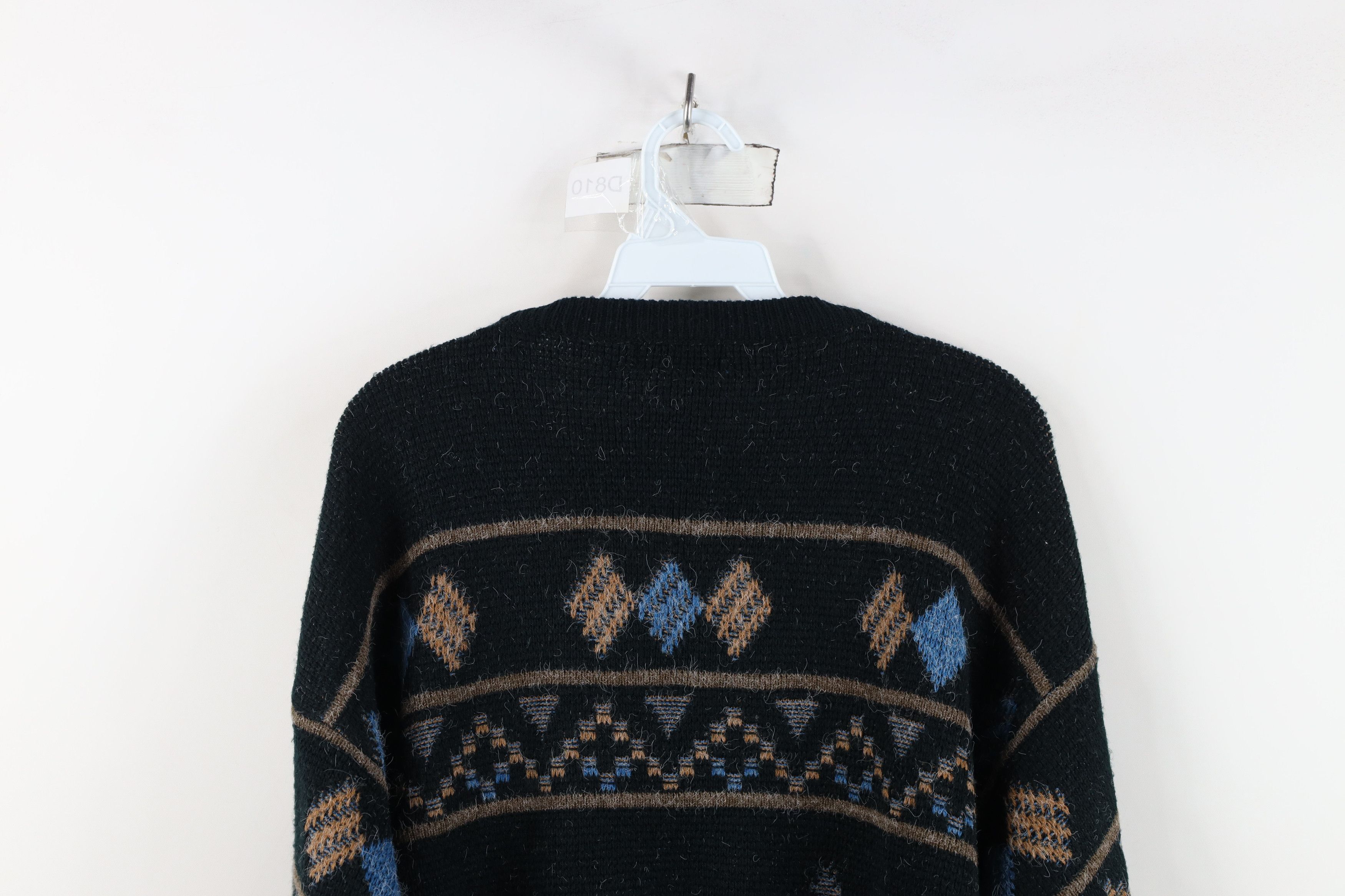 Vintage Vintage 90s Coogi Style Trim Striped Diamond Knit Sweater Size L / US 10 / IT 46 - 11 Thumbnail