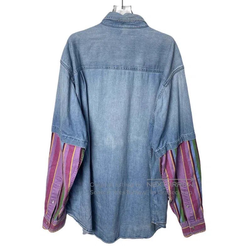 Balenciaga Balenciaga size 39 Washed Denim Patchwork Shirt Size US S / EU 44-46 / 1 - 2 Thumbnail