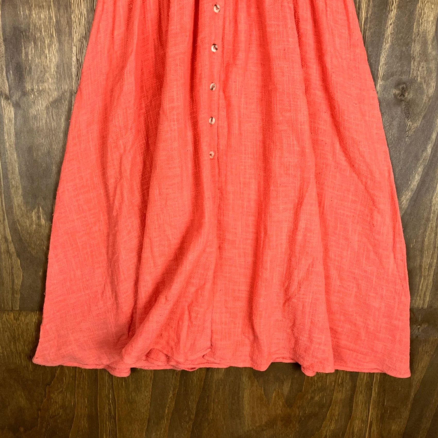 Free People Free People Dress Coral Daze Love Of My Life Button Down Midi Cotton XS Womens Dress Shirt? Size XS / US 0-2 / IT 36-38 - 4 Thumbnail