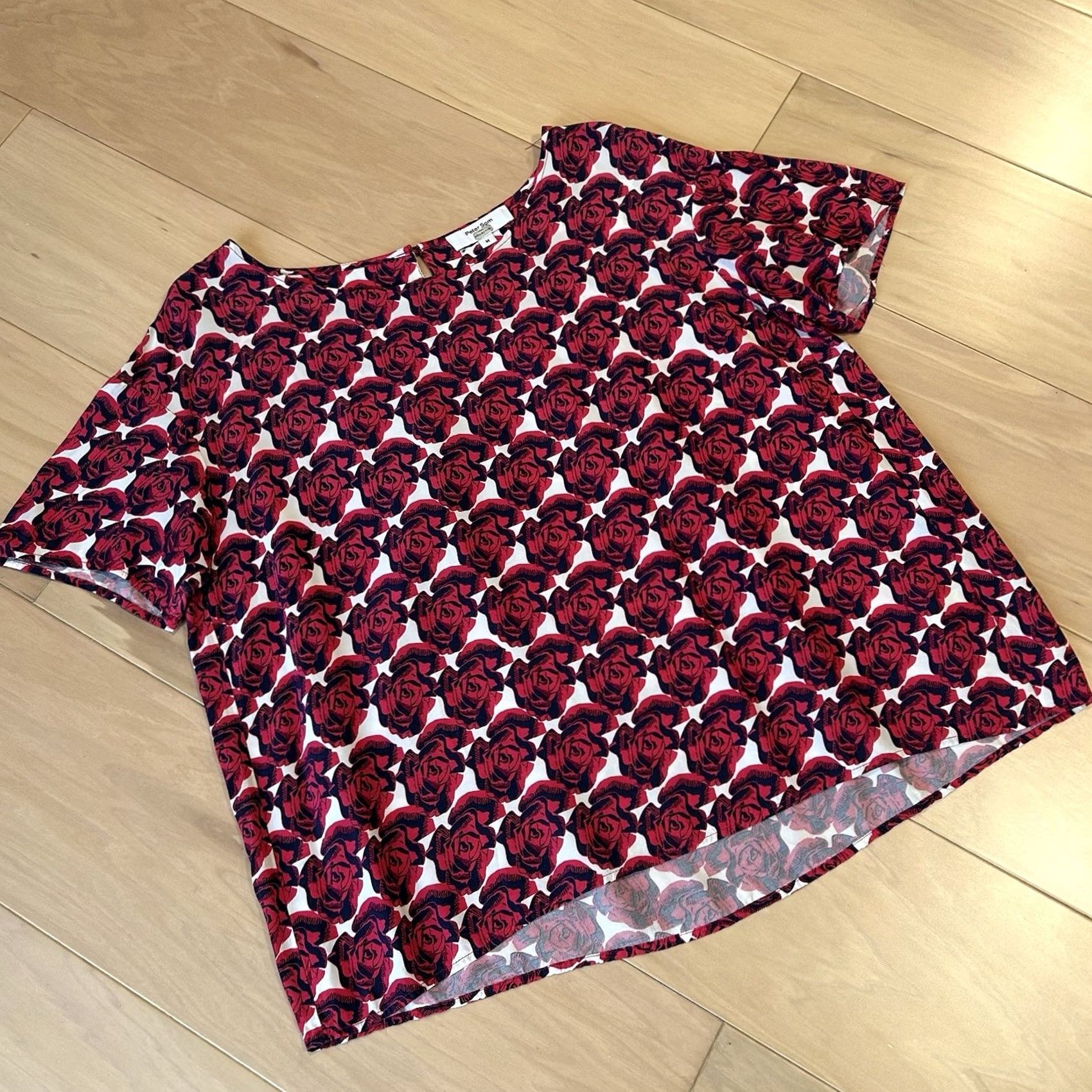 Vintage Peter Som x RTR Floral Pop Art Blouse Short Sleeve Womens Medium Red Size M / US 6-8 / IT 42-44 - 2 Thumbnail