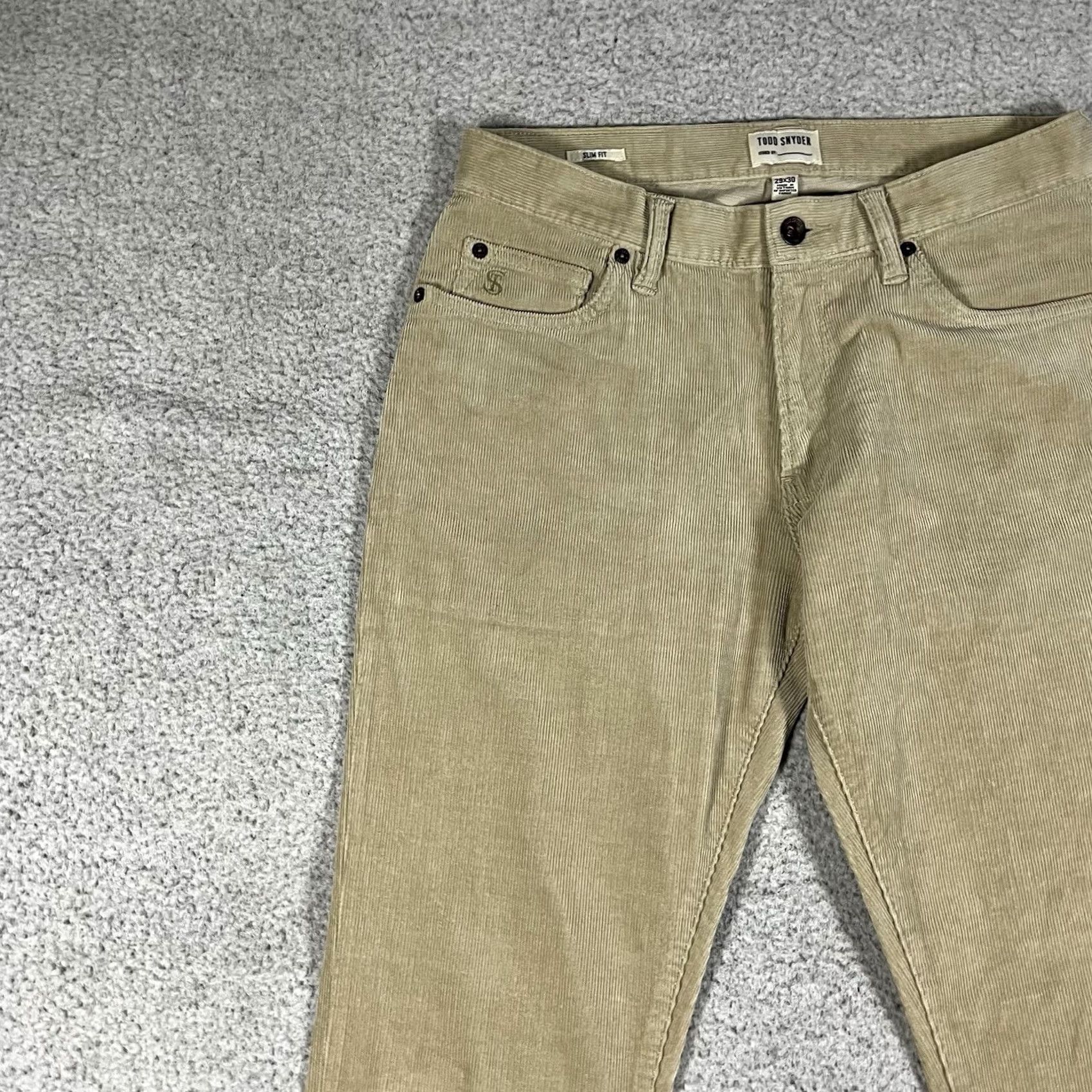 Todd Snyder Todd Snyder Pants Mens 29x30 Beige Corduroy Slim Fit Stretch 5 Pocket Chino Casual Size US 29 - 7 Thumbnail