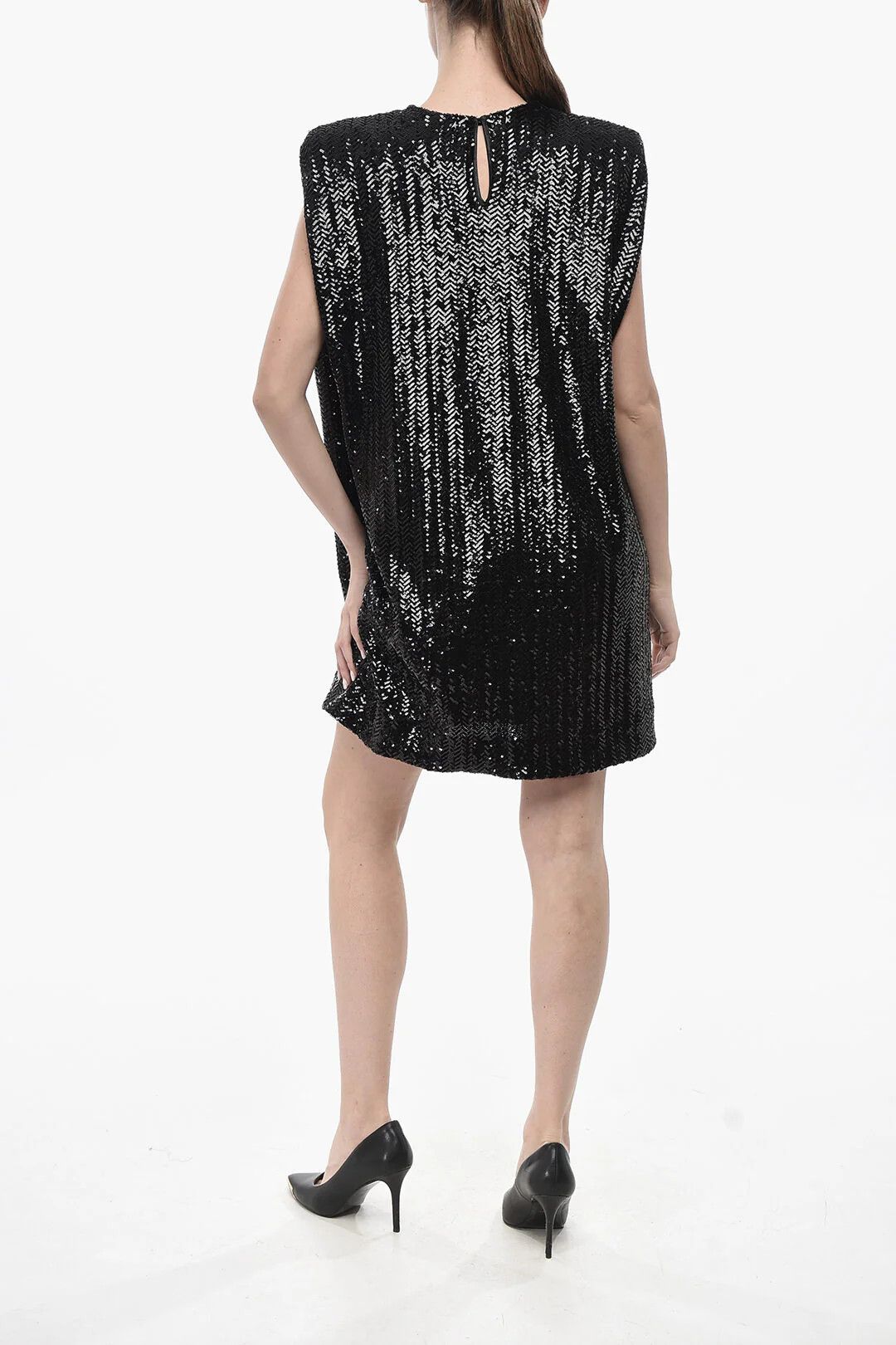 Golden Goose og1mm0426 Sequin Straight-Fit Dress in Black Size S / US 4 / IT 40 - 2 Thumbnail