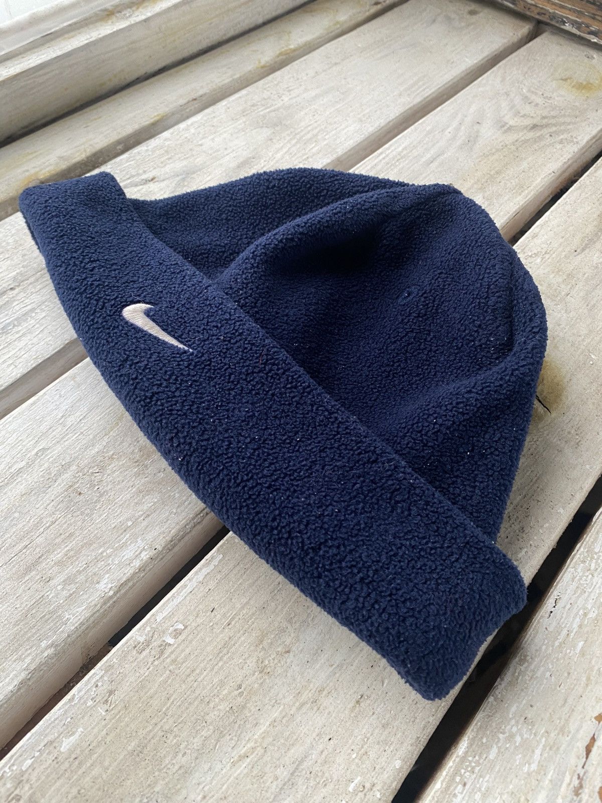 Nike × Vintage Vintage 90s Nike Fleece Beanie Swoosh Knit Y2K Size ONE SIZE - 2 Thumbnail