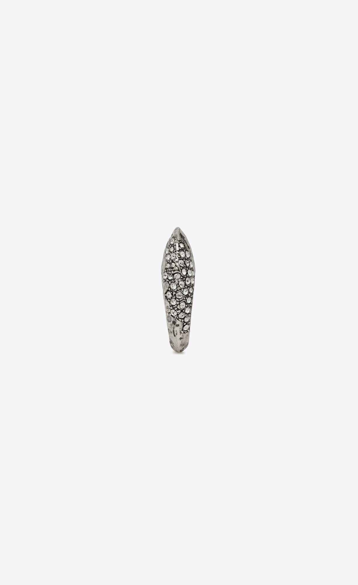 Saint Laurent Paris o1b1hav111124 Size: OS / Bumpy Rhinestone Ring in Silver Size ONE SIZE - 3 Thumbnail
