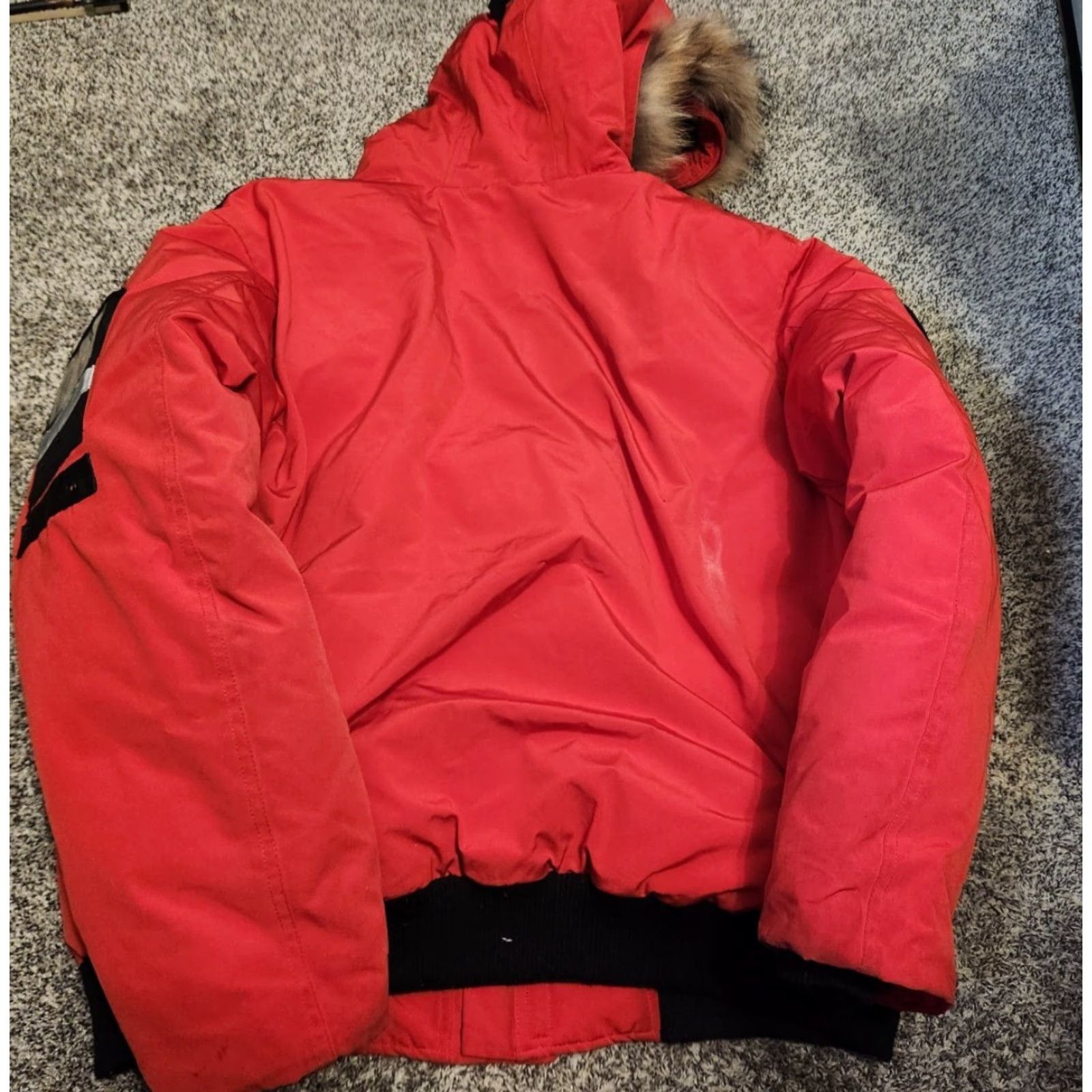 Vintage Nordic Fur Hooded Down Jacket Men 2XL Red Ski Waterproof Wind-Resistant Full Zip Pockets Reflective Removable Hood Lined Down Zip Jacket Size US XXL / EU 58 / 5 - 2 Thumbnail